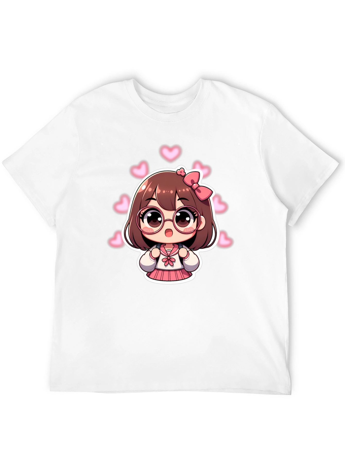 Kawaii Anime Girl Black T-Shirt