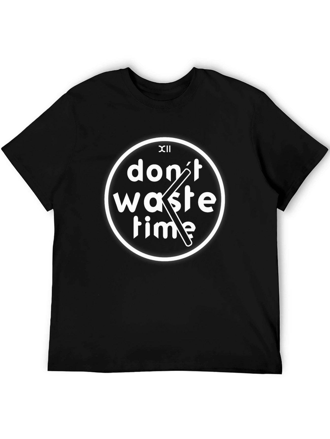 Dont Waste Time Graphic Black T-Shirt