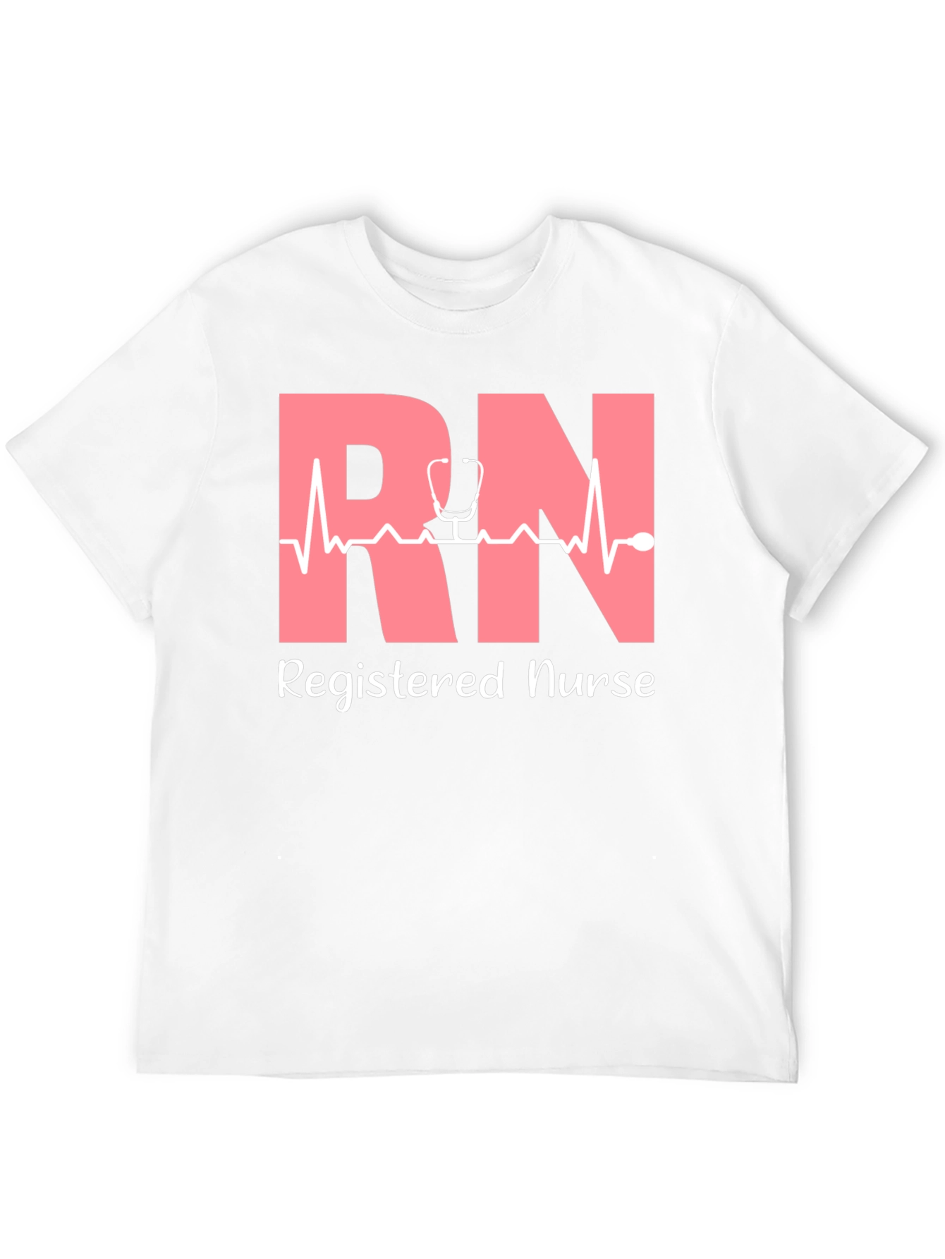 RN Registered Nurse T-Shirt - Stethoscope Heartbeat Design