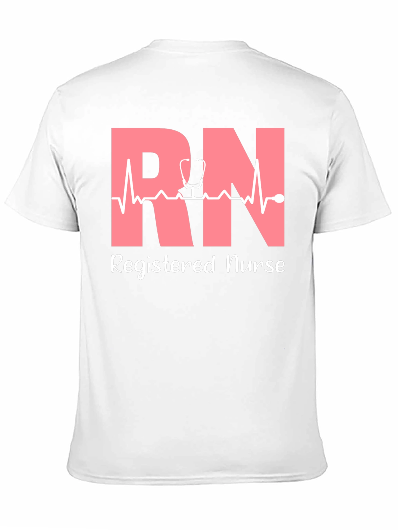 RN Registered Nurse T-Shirt - Stethoscope Heartbeat Design