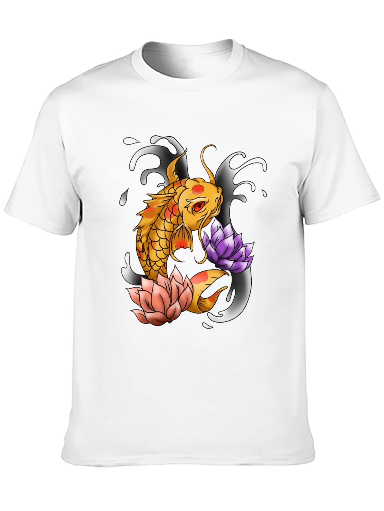 Koi Fish & Lotus Graphic Print Tee