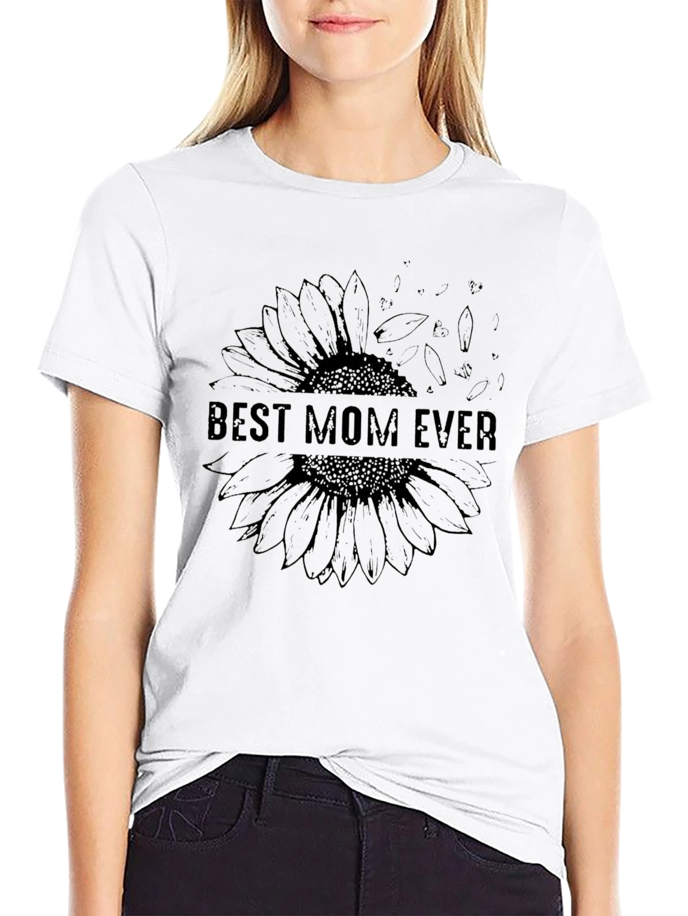 Best Mom Ever Sunflower Graphic T-Shirt