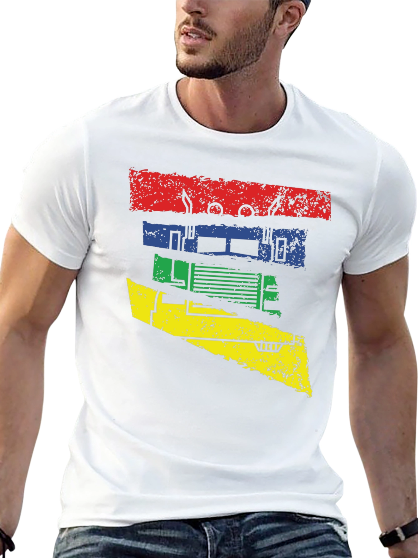 Retro Truck Graphic Tee - Black Cotton Blend Shirt