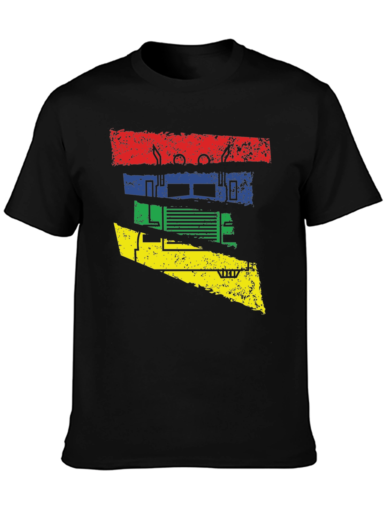 Retro Truck Graphic Tee - Black Cotton Blend Shirt