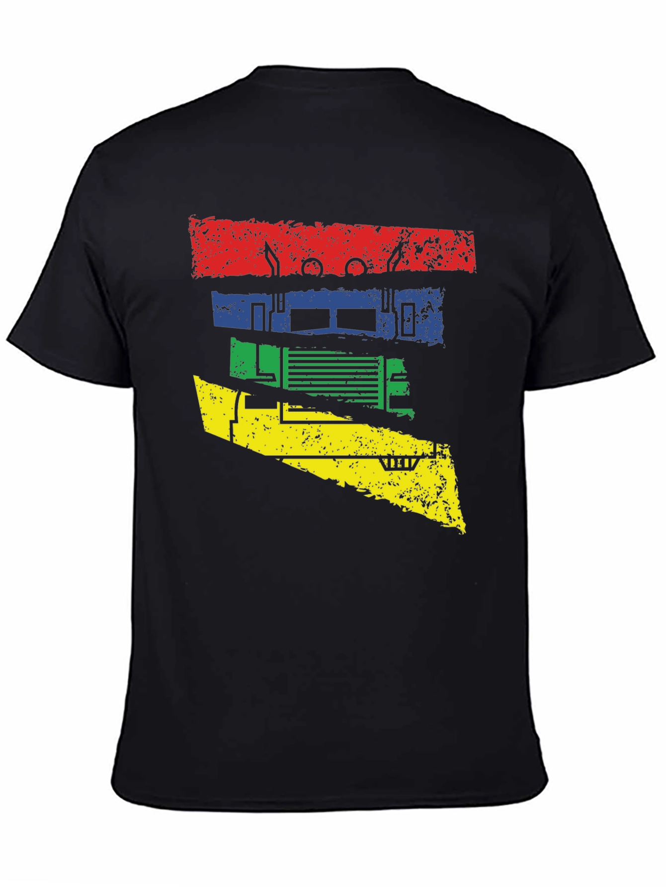 Retro Truck Graphic Tee - Black Cotton Blend Shirt