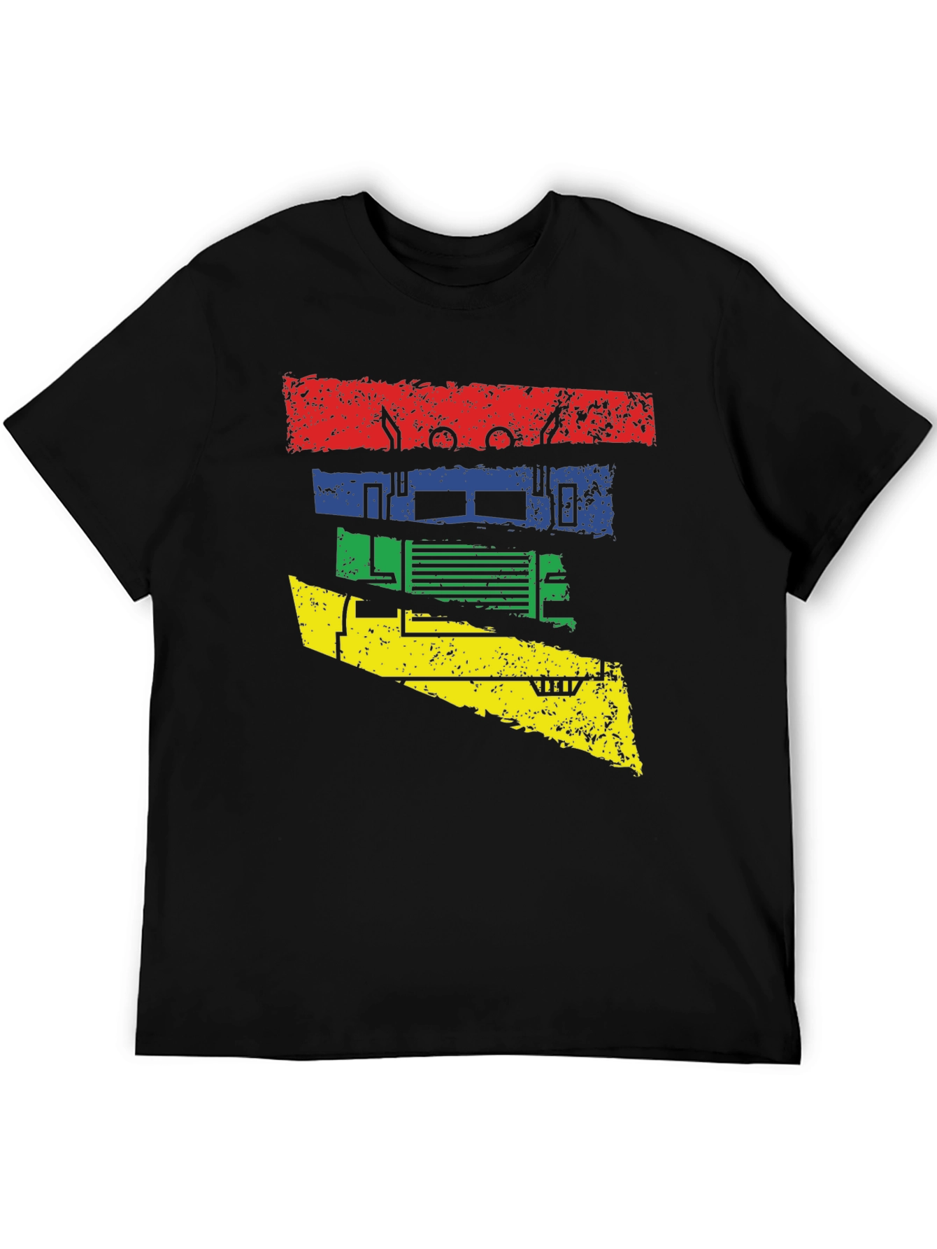 Retro Truck Graphic Tee - Black Cotton Blend Shirt
