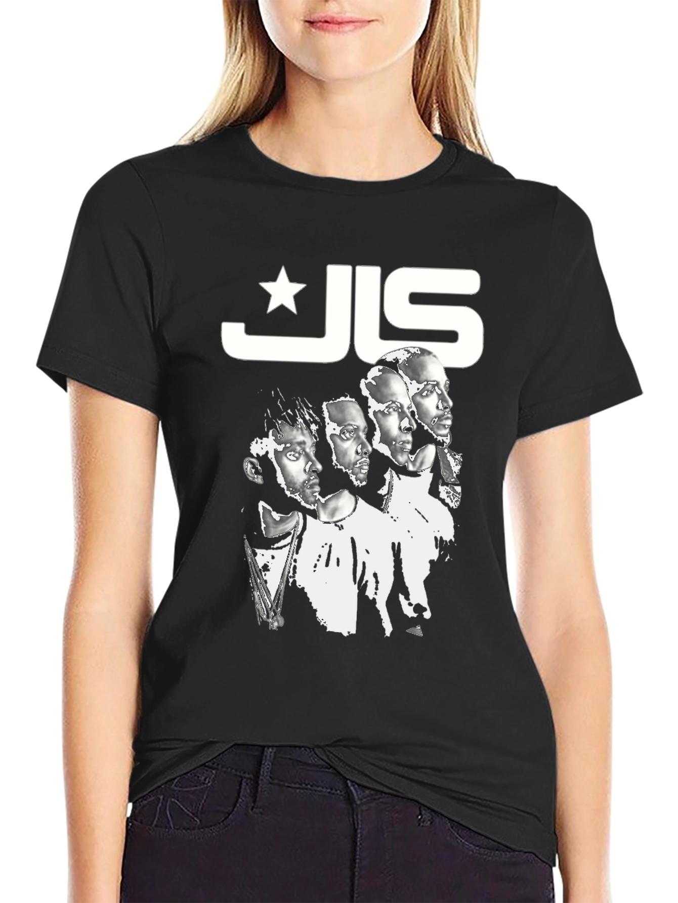 JLS Band T-Shirt Black Graphic Print