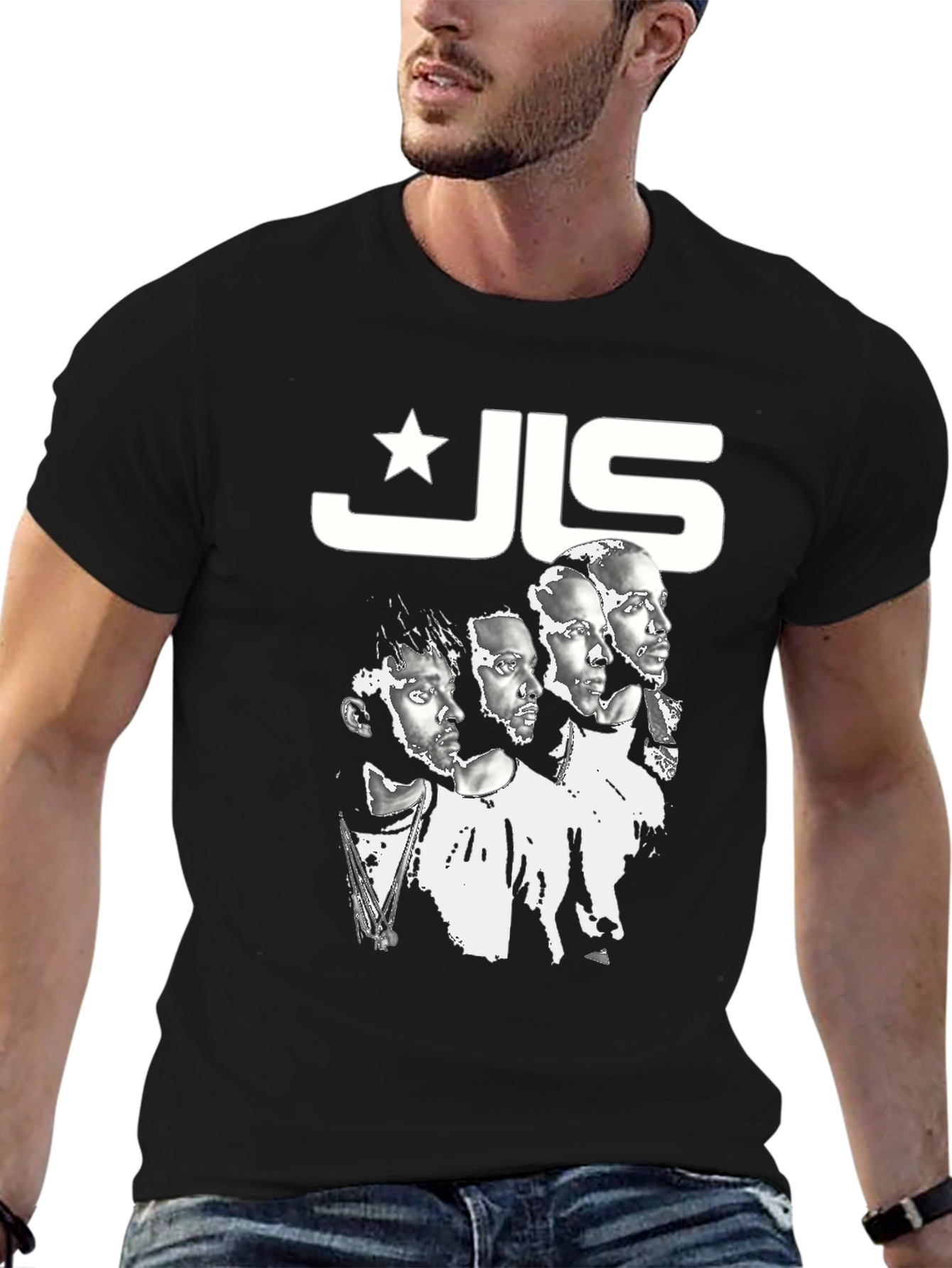 JLS Band T-Shirt Black Graphic Print