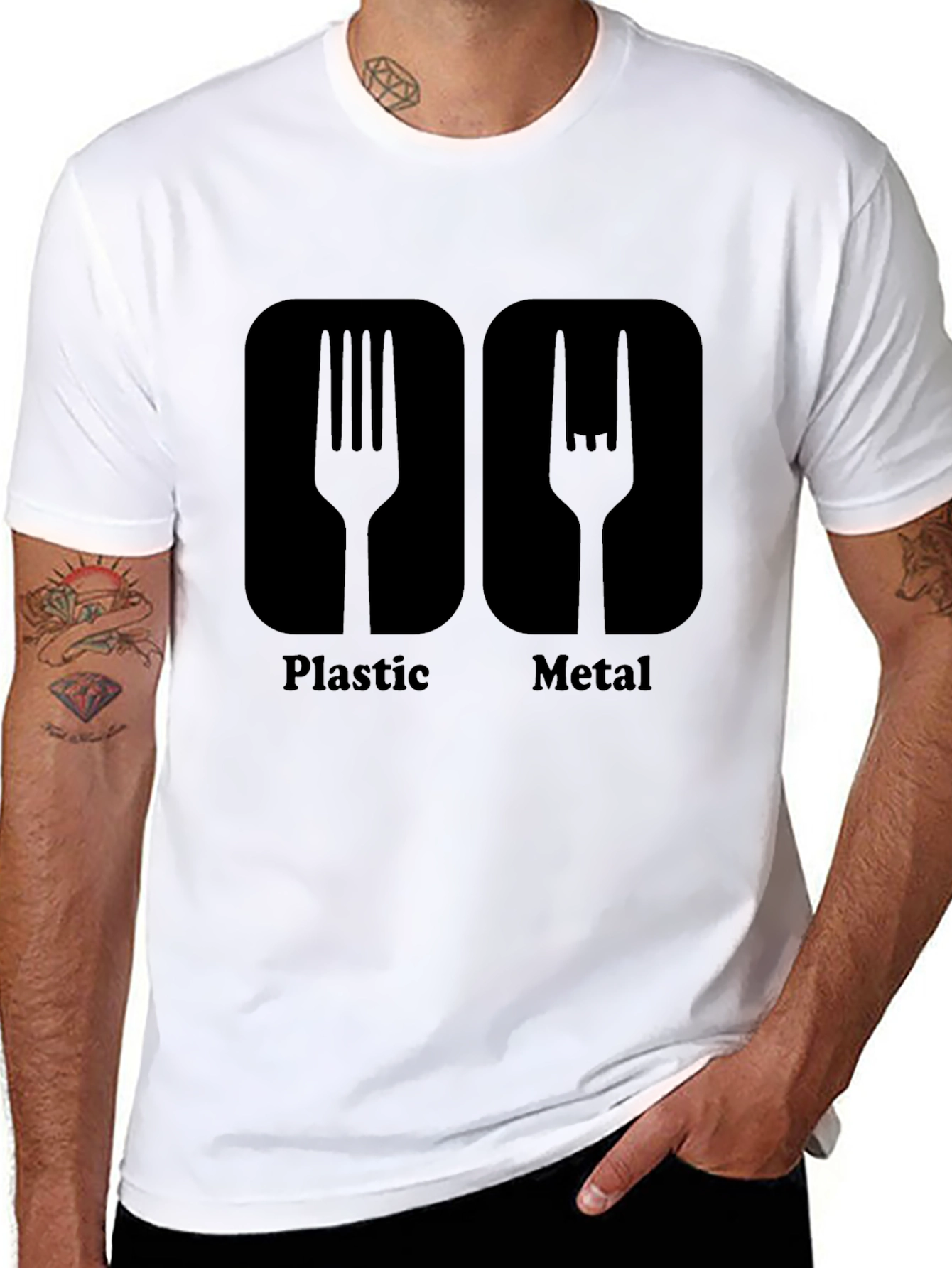 Plastic Metal Fork Graphic Tee - Black