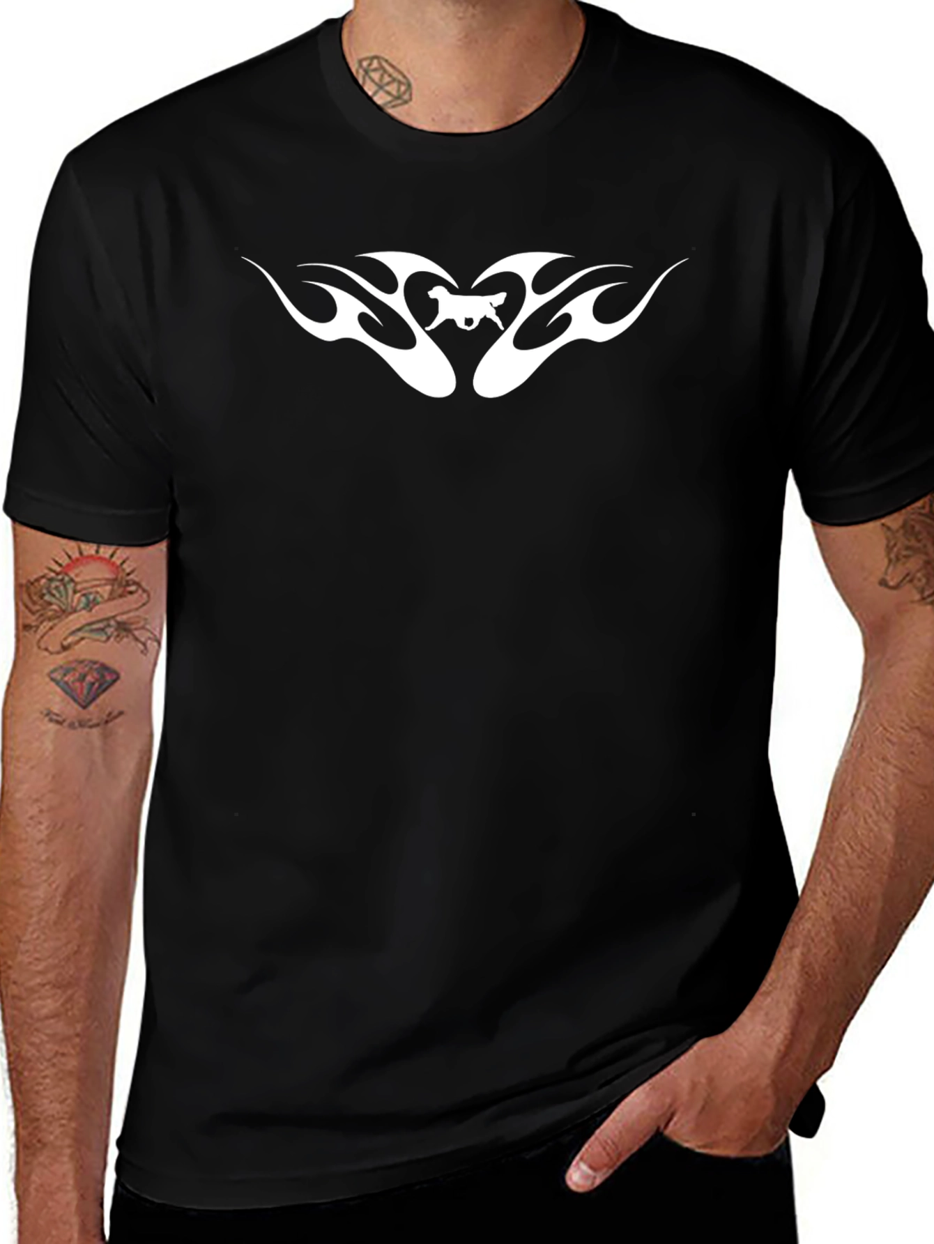 Cool Graphic Tee - Dog Lovers Flame Design