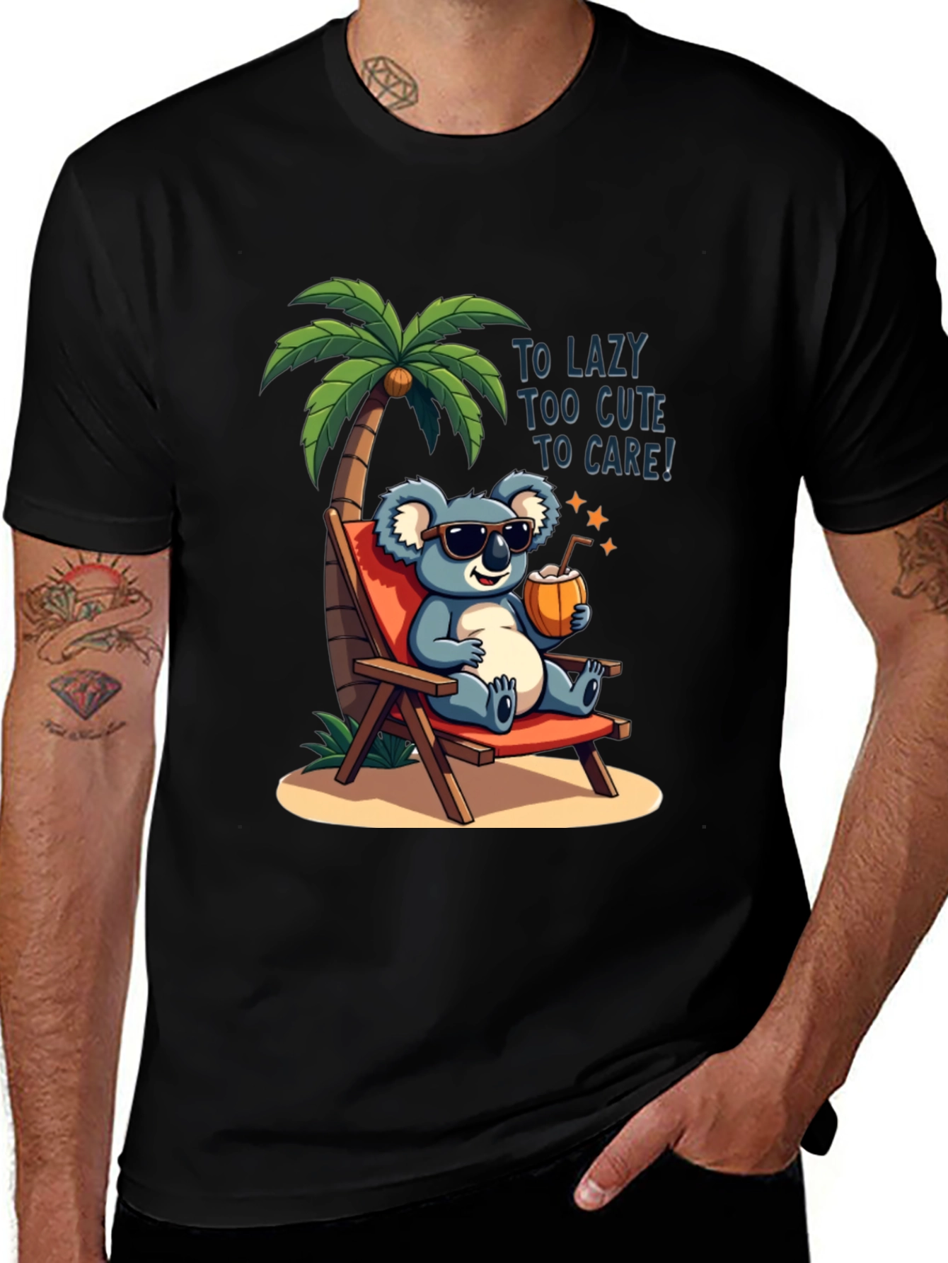 Lazy Koala Beach T-Shirt - Too Cute to Care!