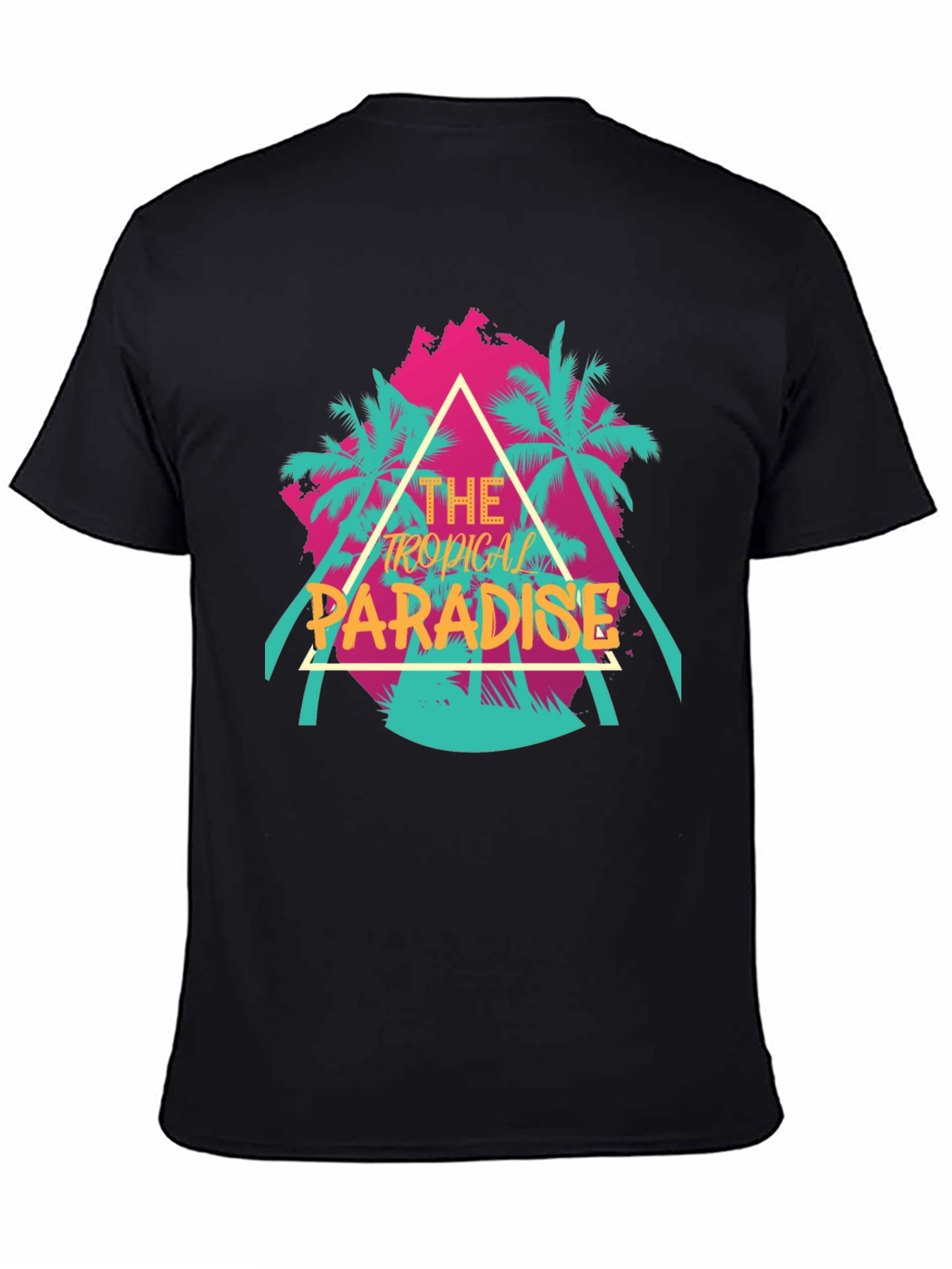 Tropical Paradise Graphic Tee - Black Cotton T-Shirt