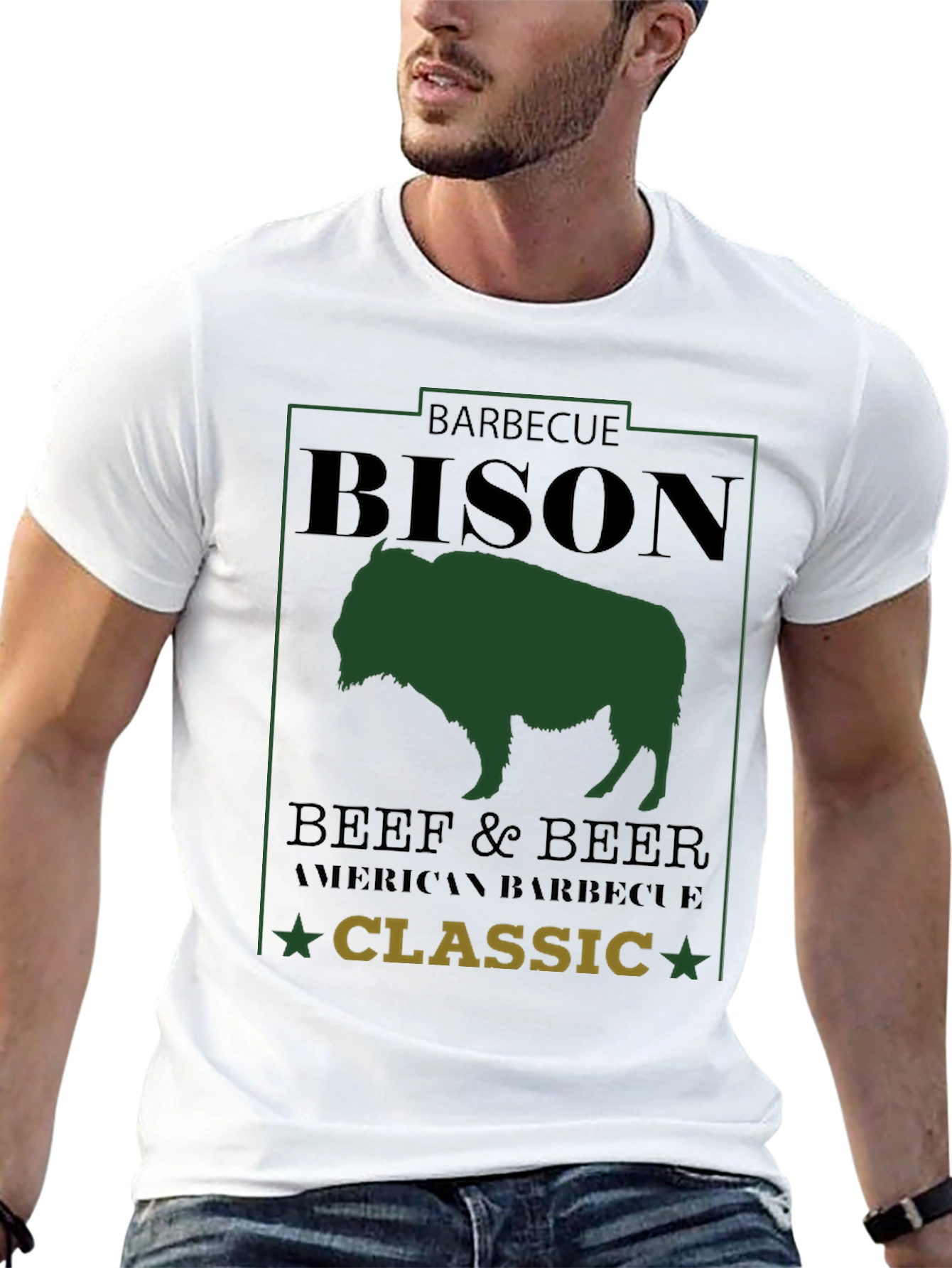 Bison Barbecue T-Shirt - Classic Beef & Beer Tee
