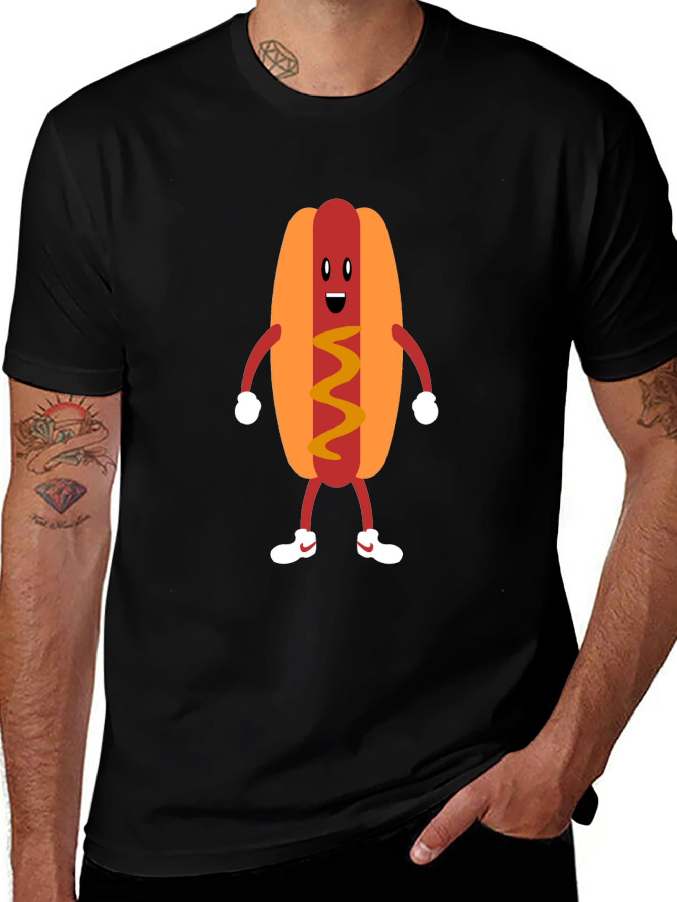 Funny Hot Dog Graphic Tee - Unisex Black T-Shirt