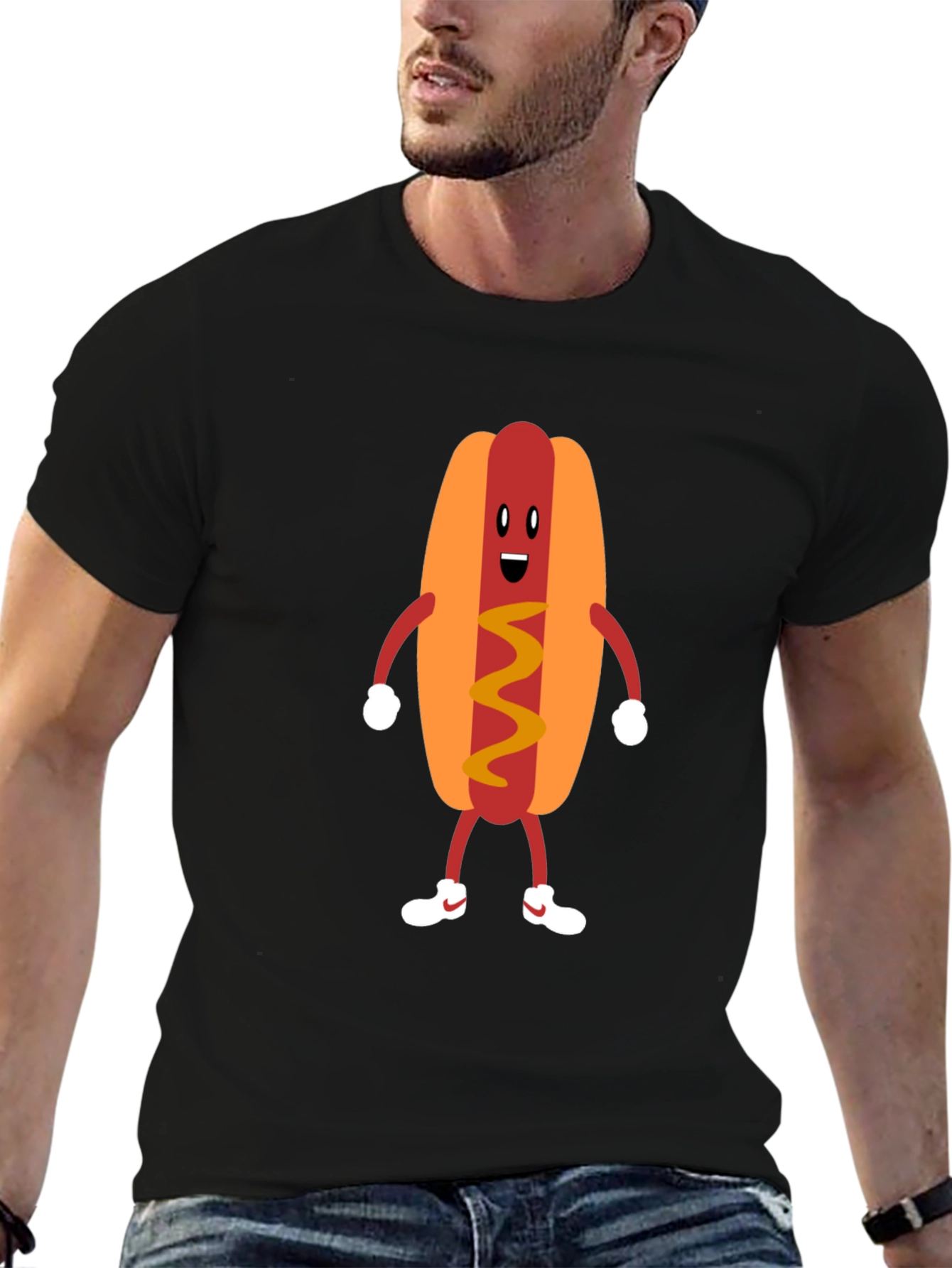 Funny Hot Dog Graphic Tee - Unisex Black T-Shirt