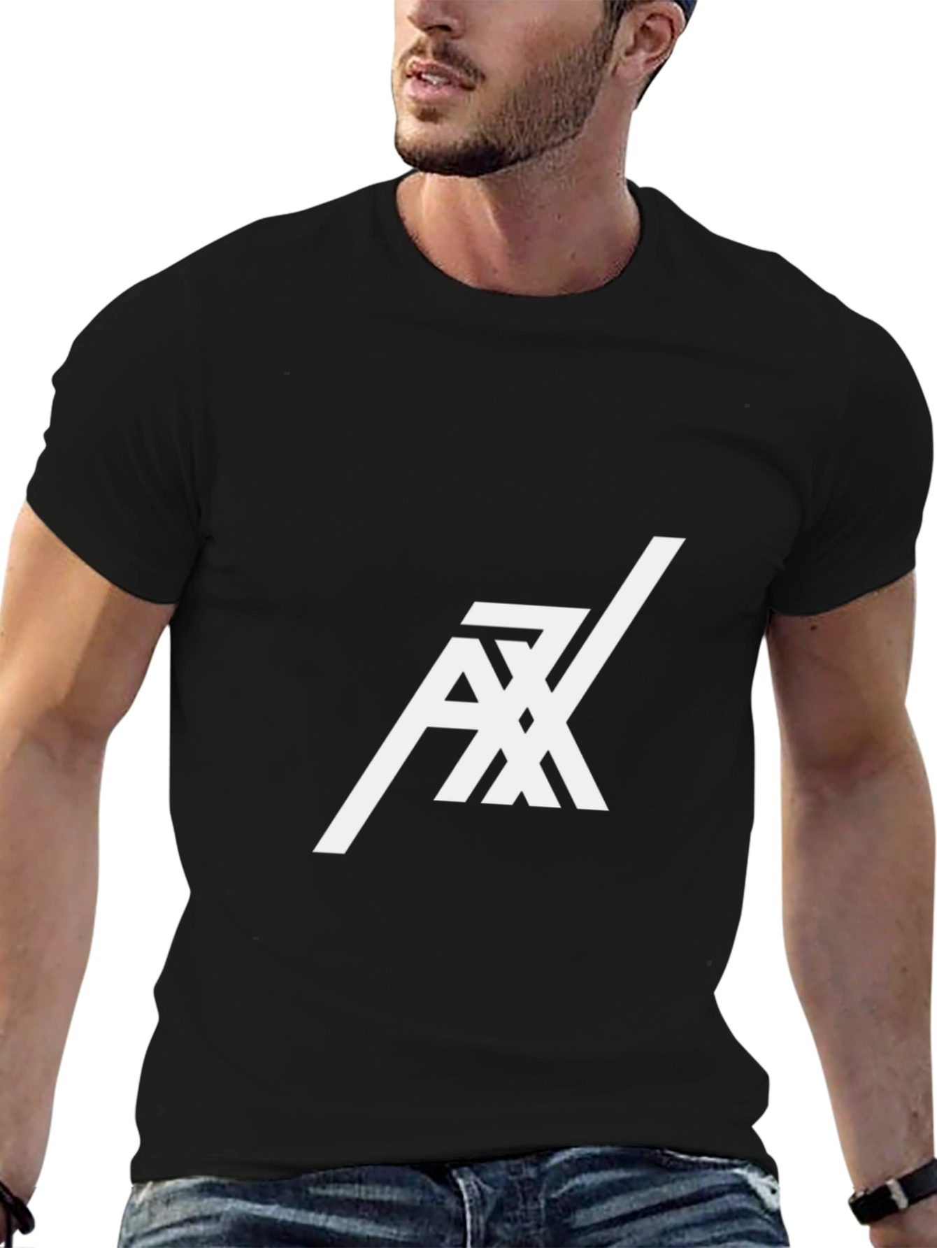 AX Stylish Graphic Tee - Black Cotton Blend