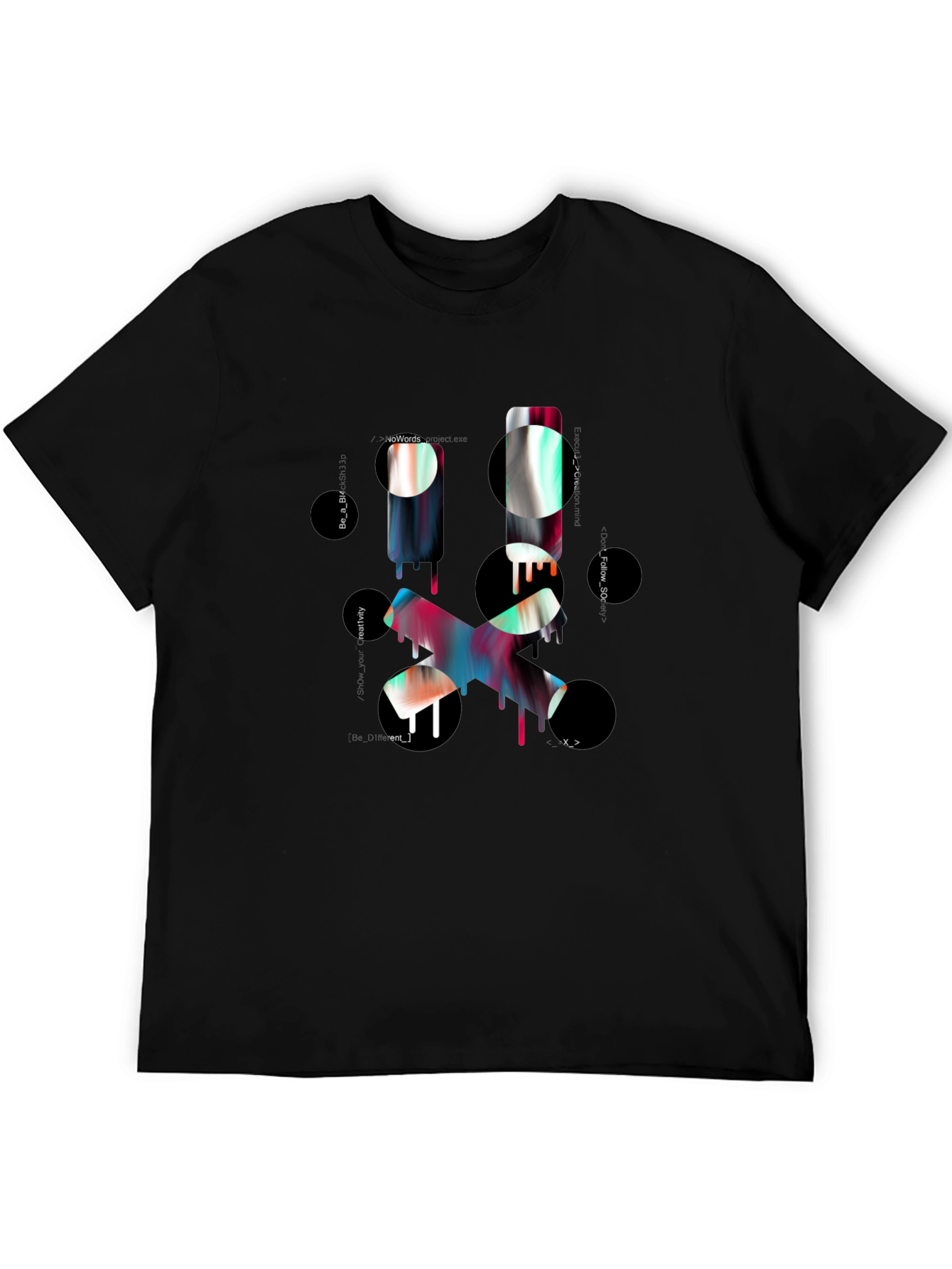 Abstract Graphic Print Mens Black T-Shirt