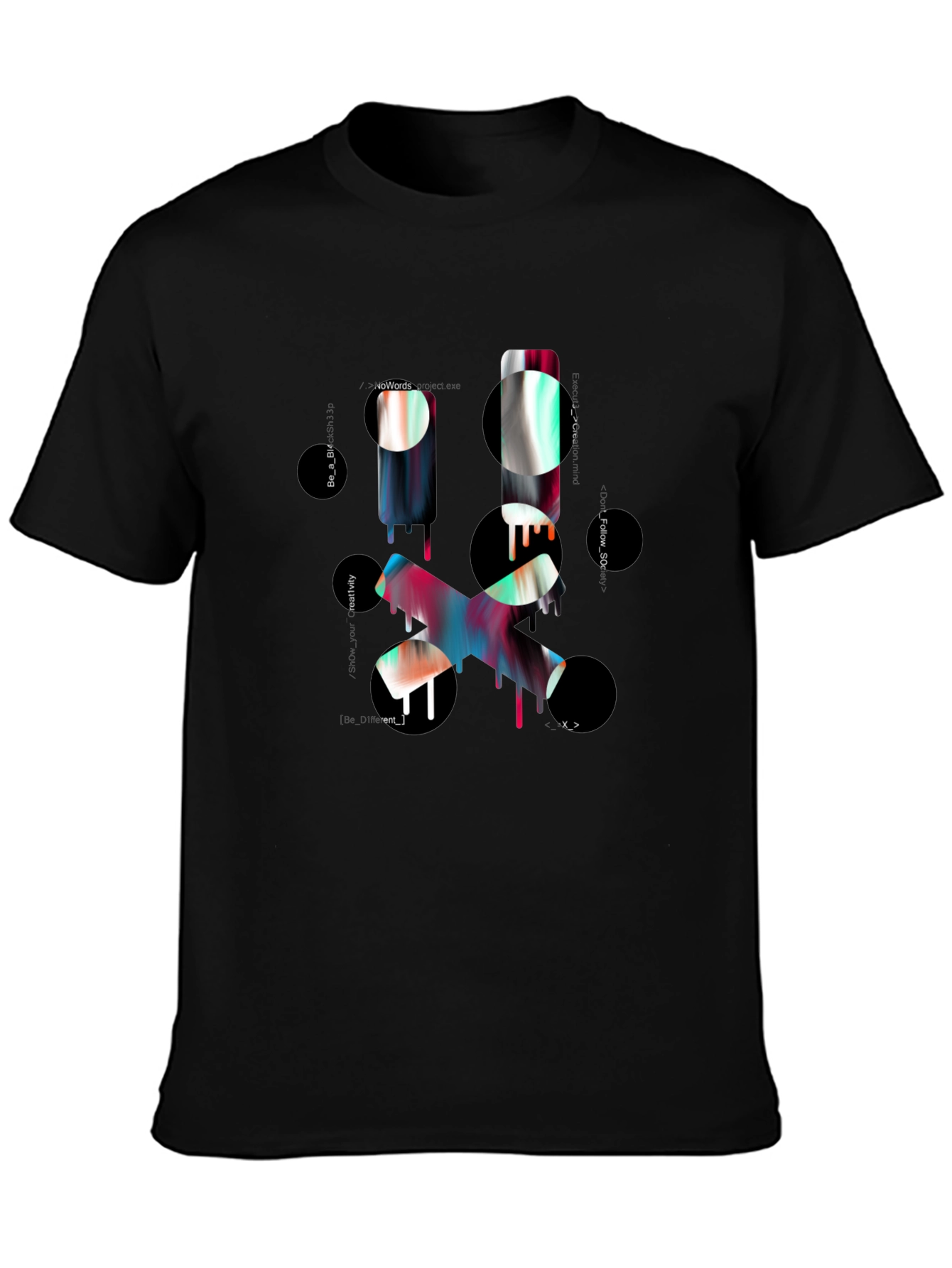 Abstract Graphic Print Mens Black T-Shirt