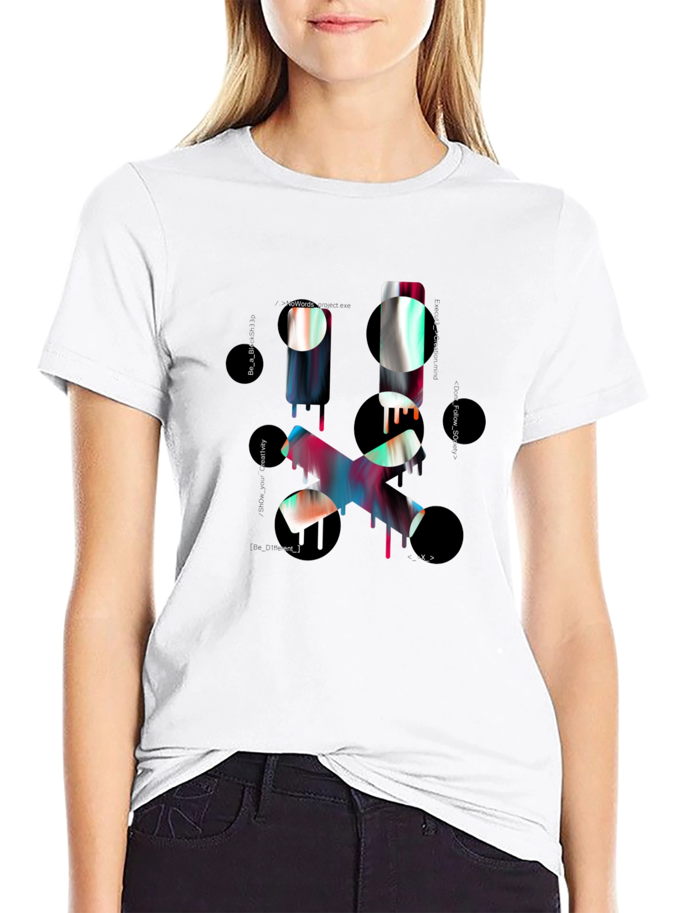 Abstract Graphic Print Mens Black T-Shirt