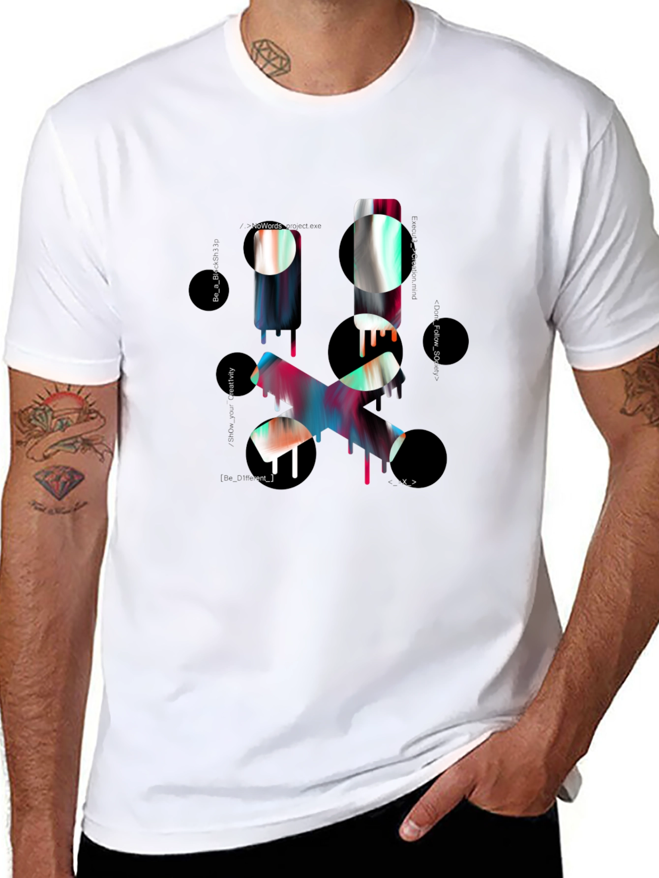 Abstract Graphic Print Mens Black T-Shirt