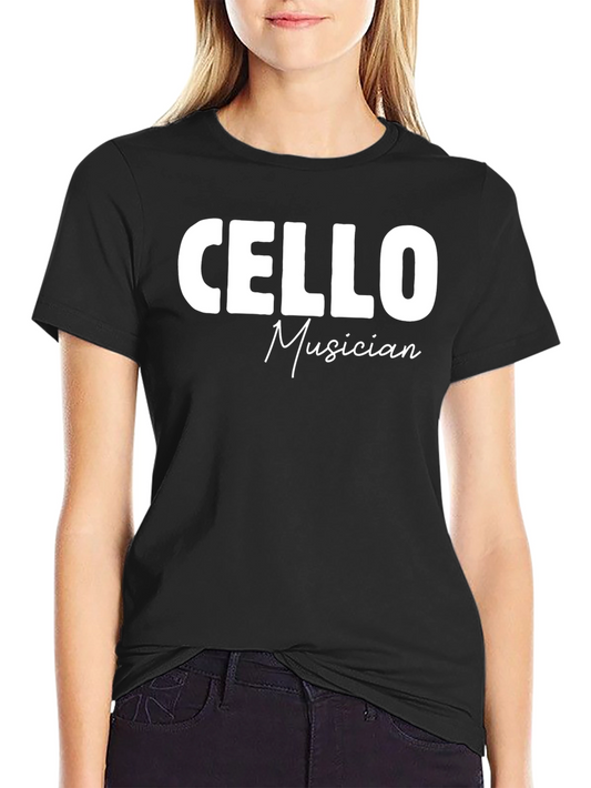 Cello Musician Black Cotton Graphic T-Shirt