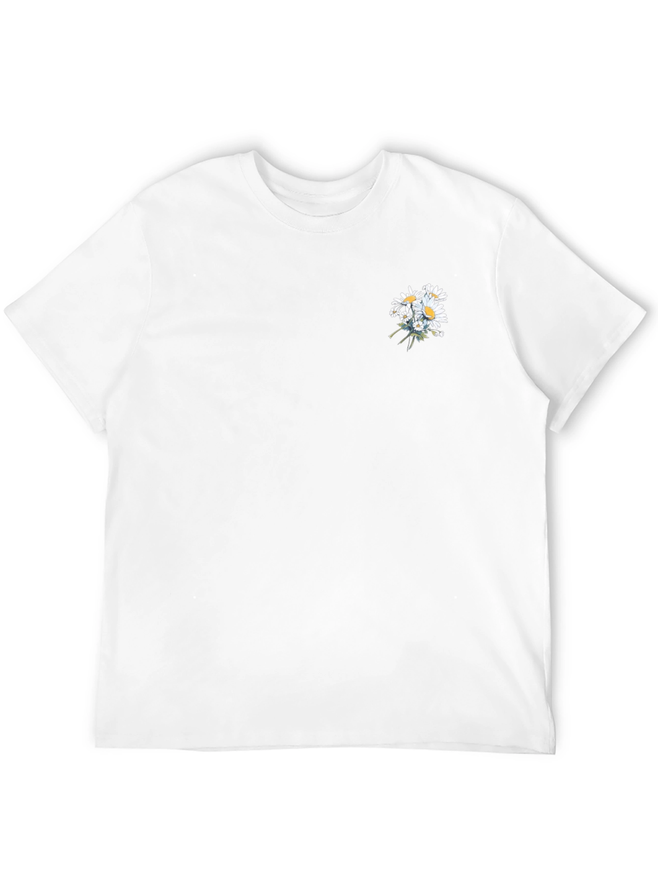 Mens Black T-Shirt with Daisy Floral Design