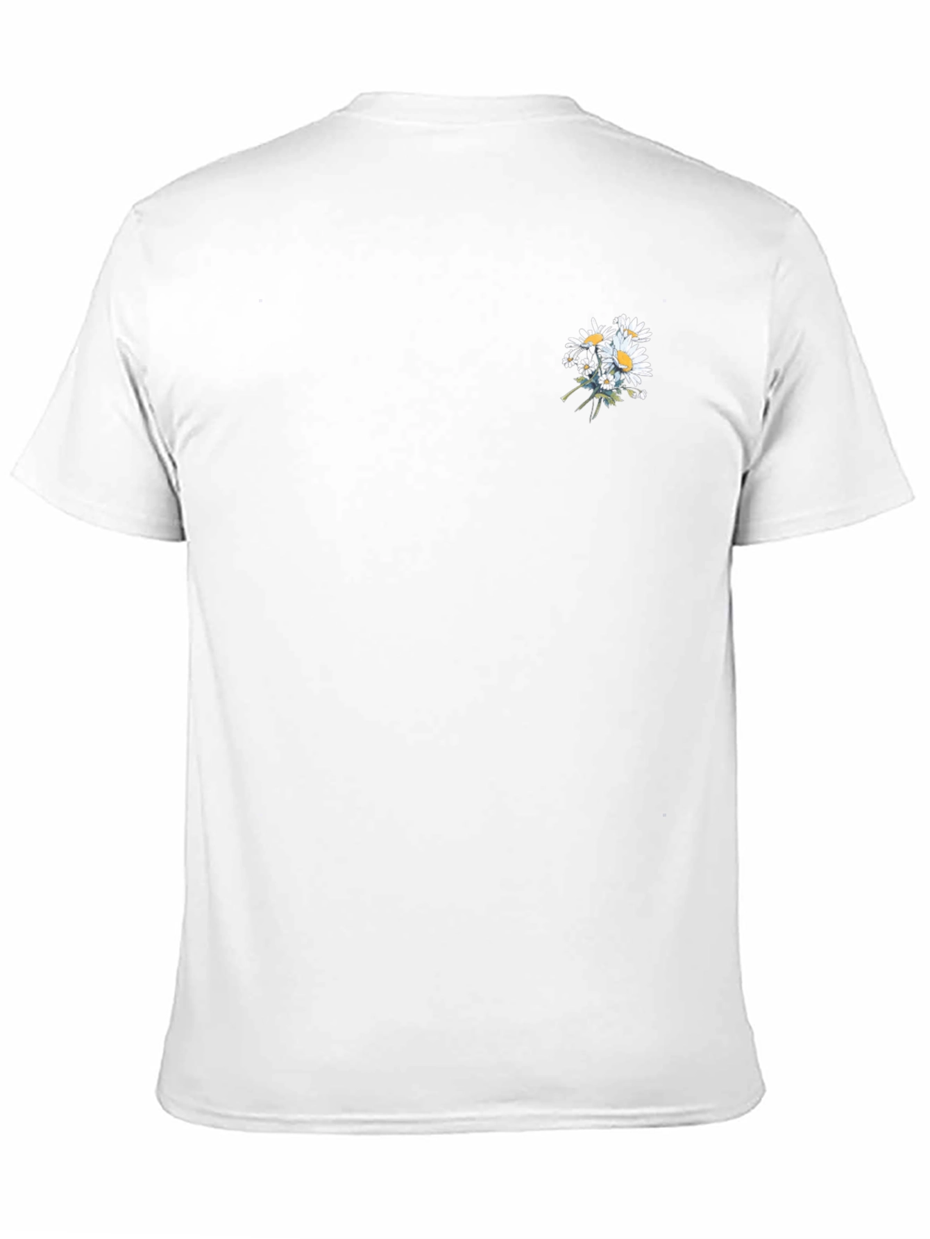 Mens Black T-Shirt with Daisy Floral Design