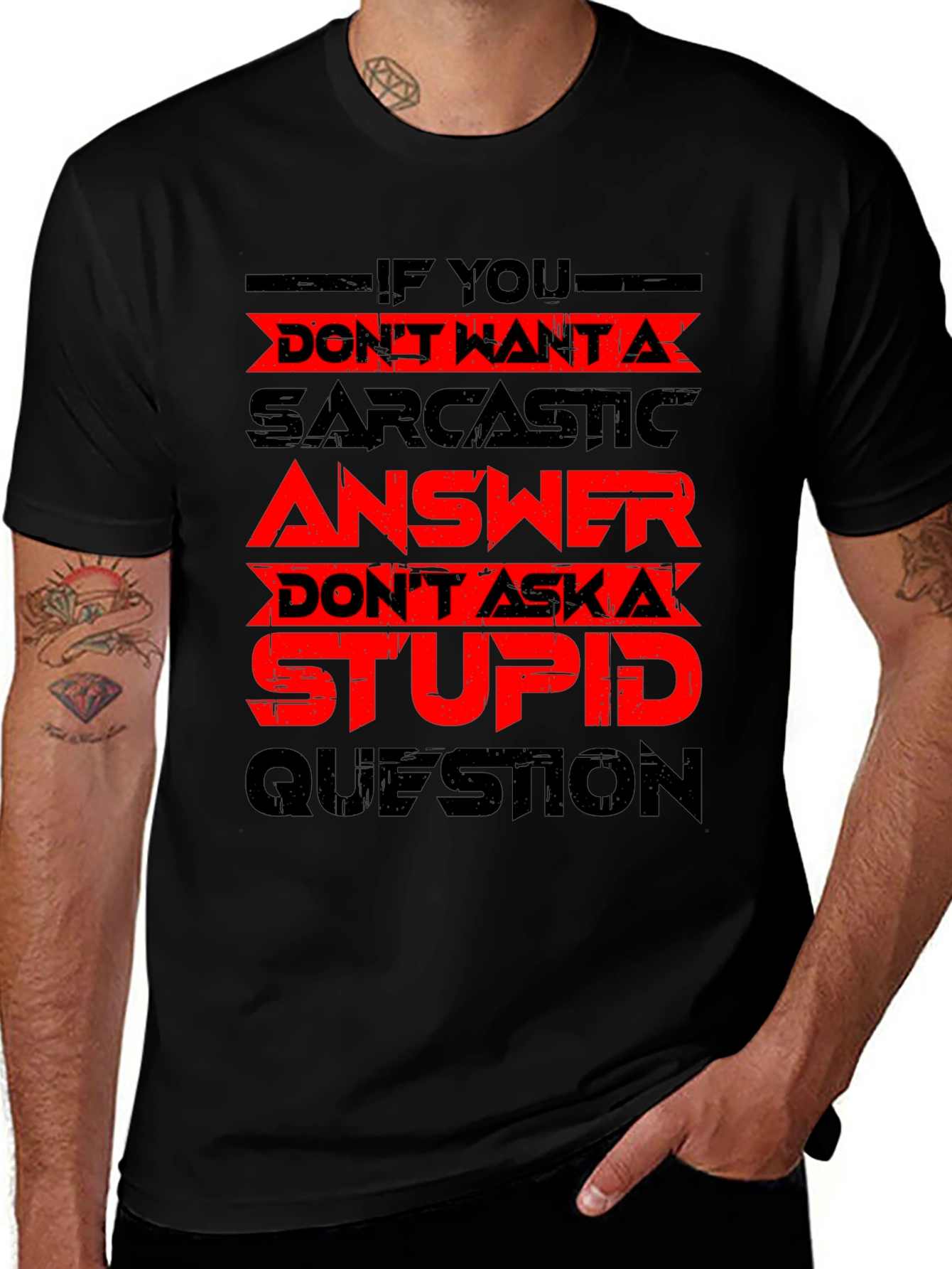 Sarcastic Answer Black T-Shirt