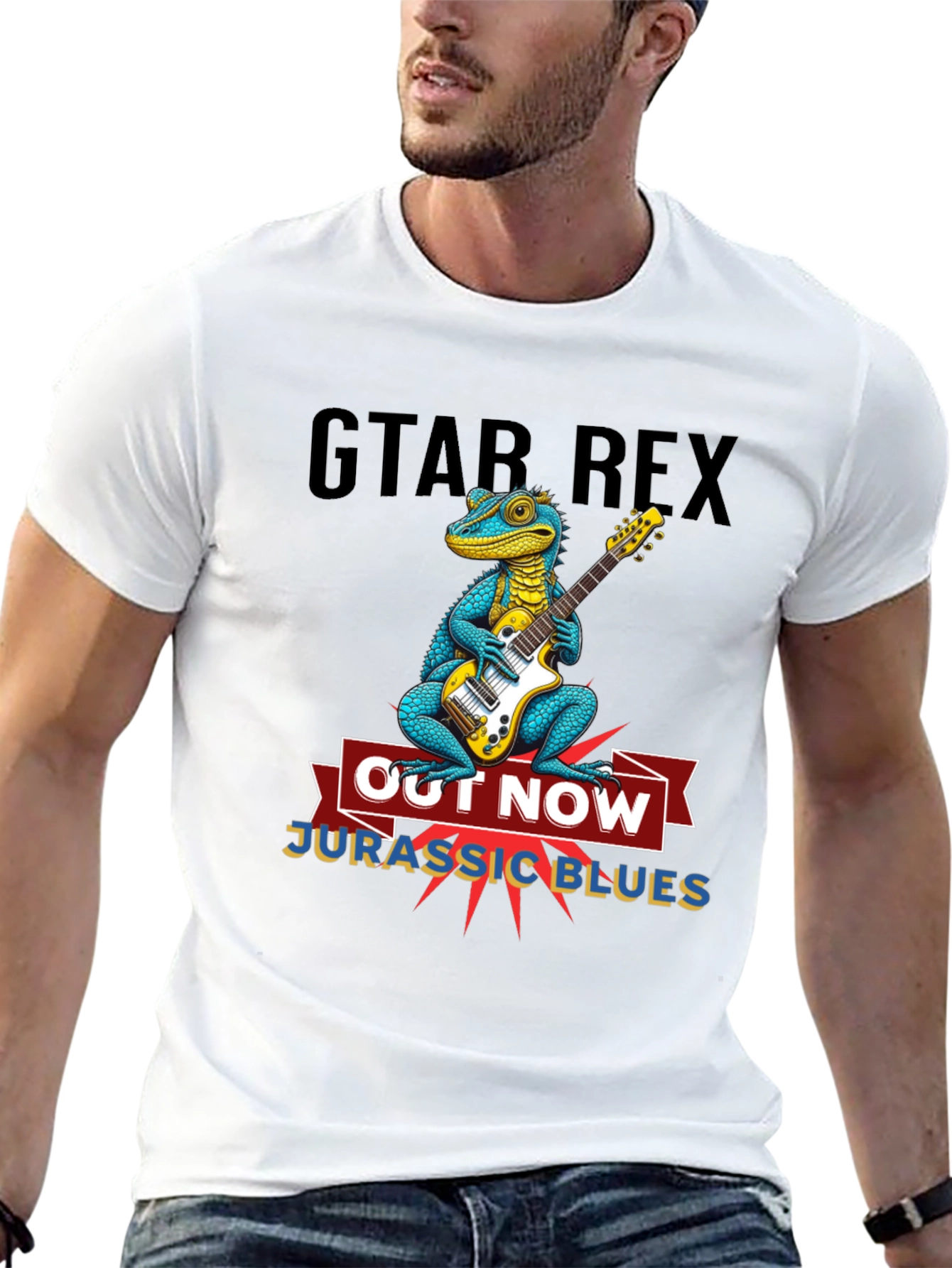 Guitar Rex T-Shirt - Jurassic Blues Out Now!