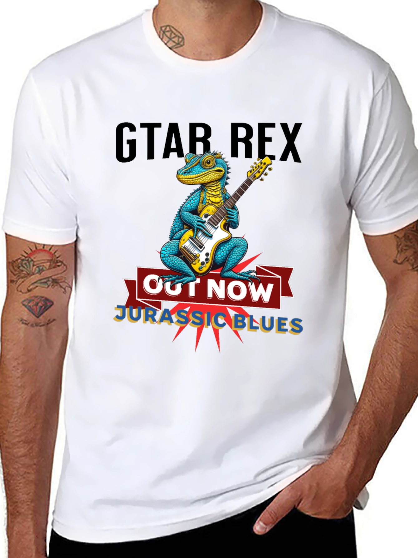 Guitar Rex T-Shirt - Jurassic Blues Out Now!