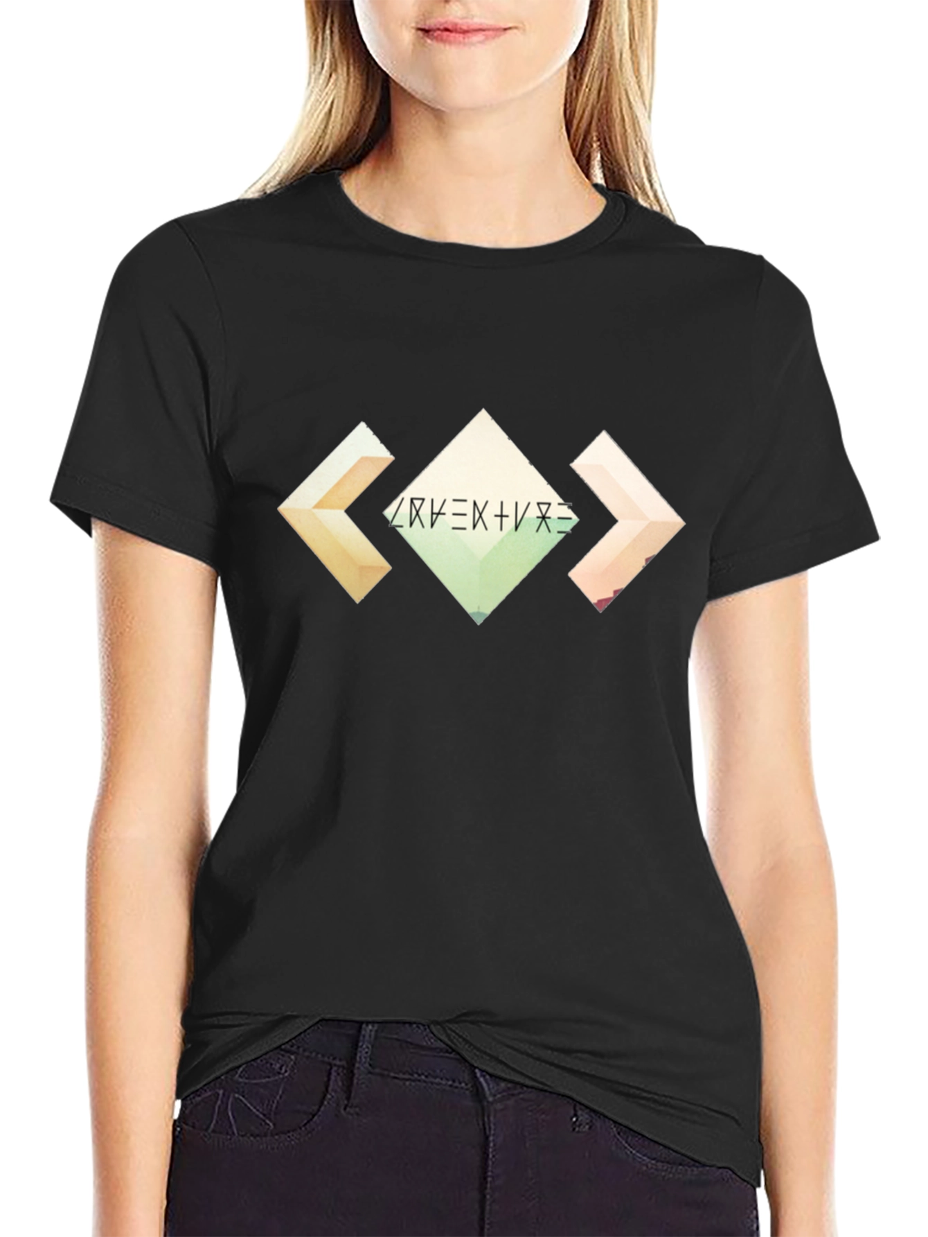 Abstract Geometric Graphic Black T-Shirt