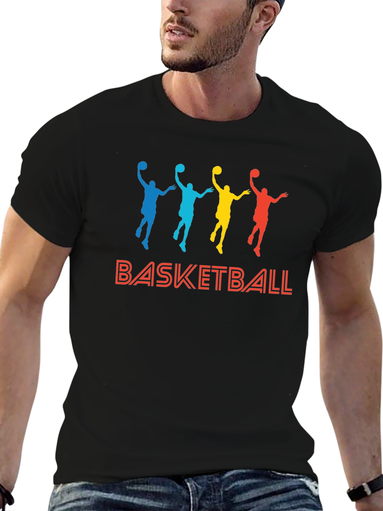 Colorful Basketball Graphic T-Shirt