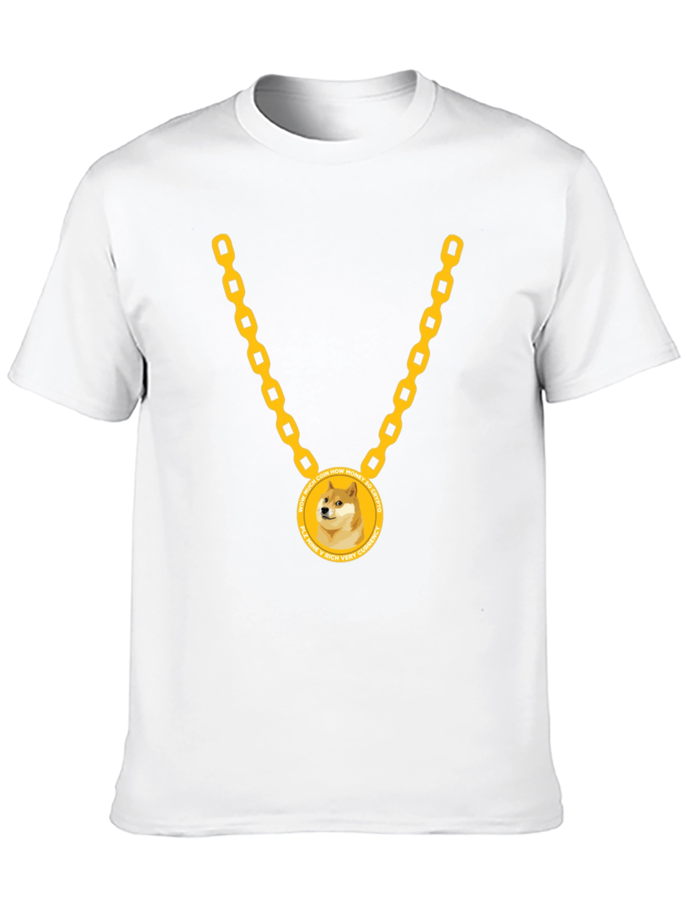 Doge Coin Gold Chain Black T-Shirt
