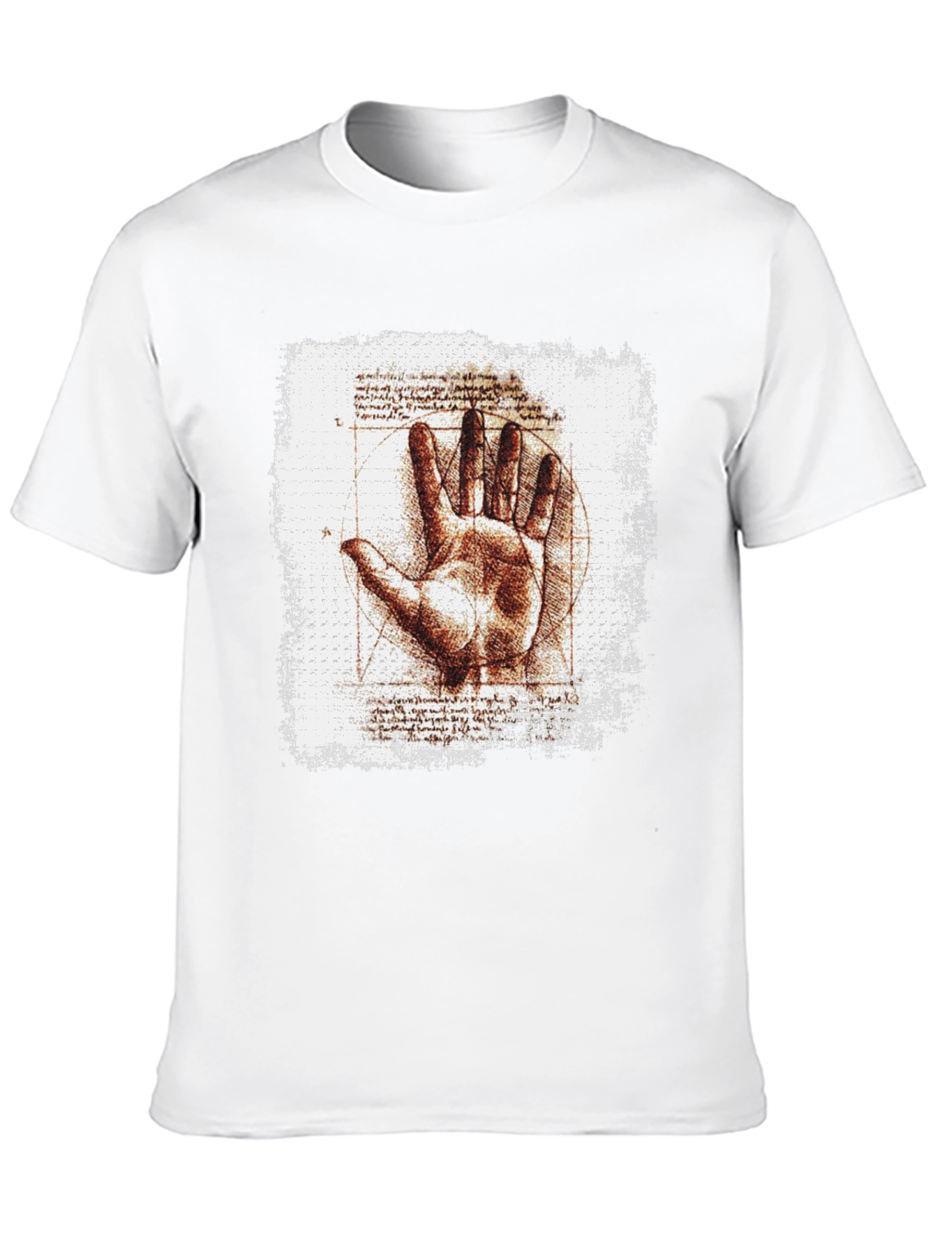 Vitruvian Hand Graphic Tee - Artistic Mens T-Shirt