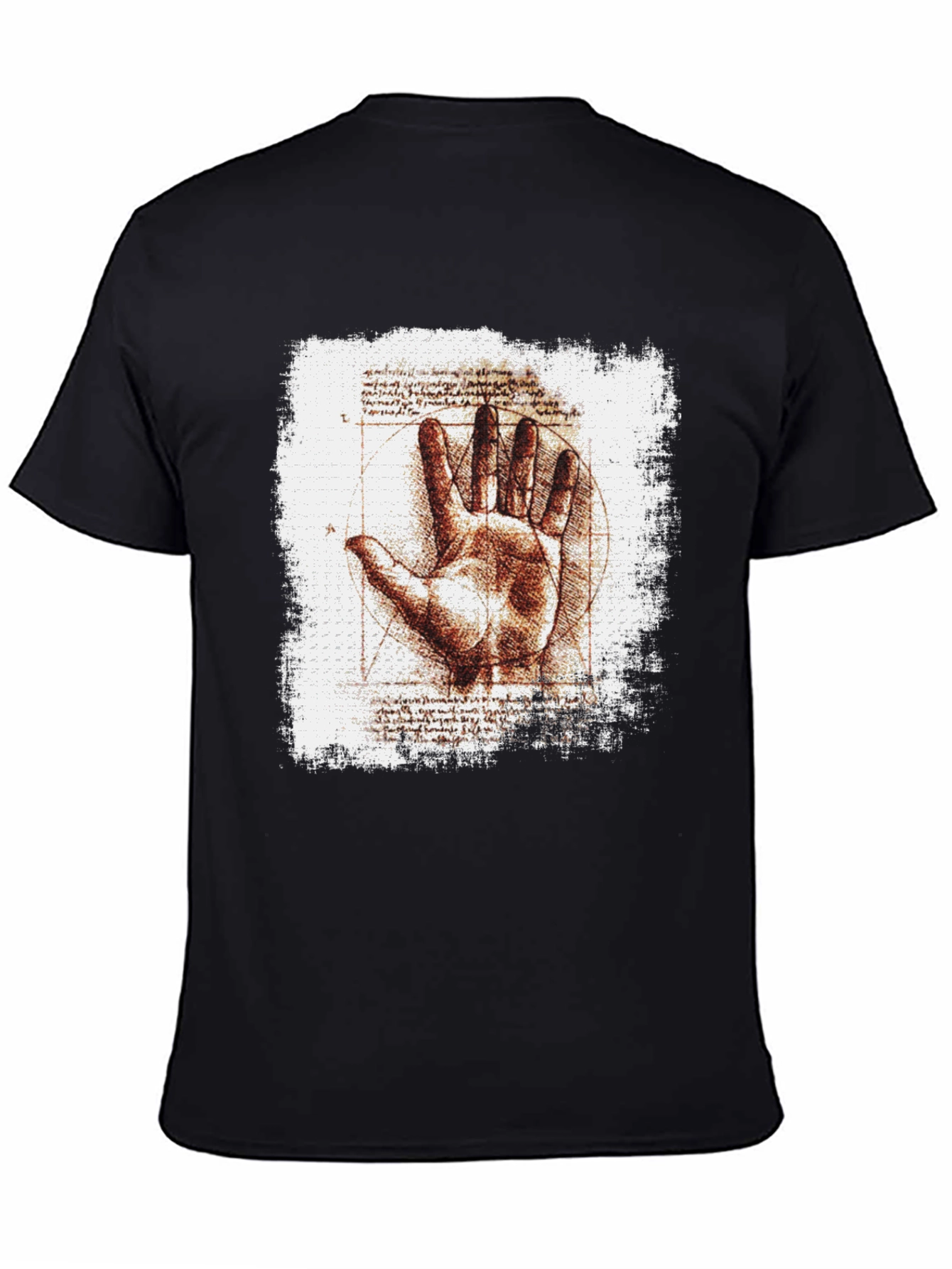 Vitruvian Hand Graphic Tee - Artistic Mens T-Shirt