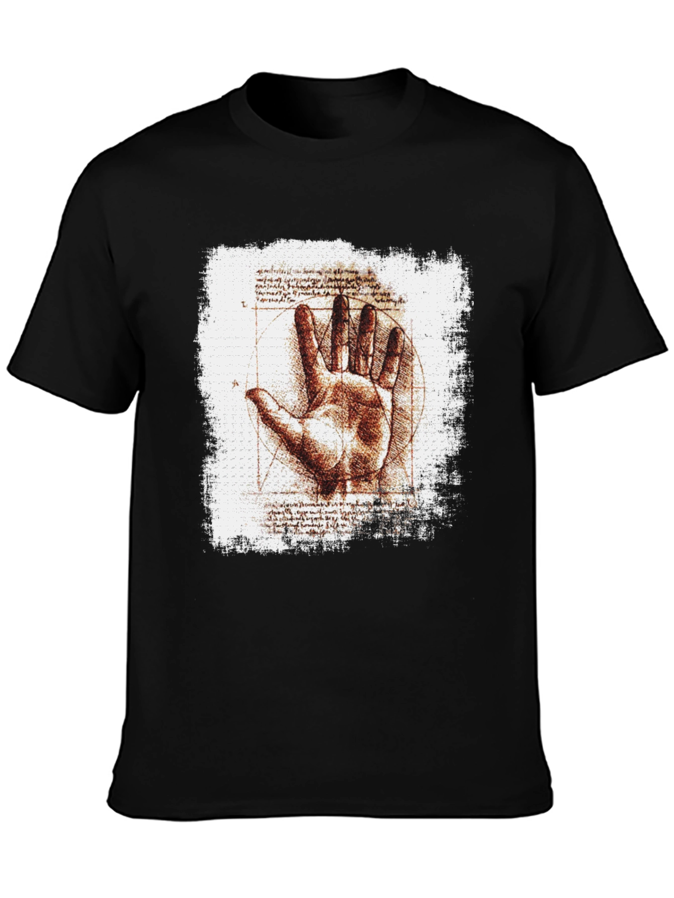 Vitruvian Hand Graphic Tee - Artistic Mens T-Shirt