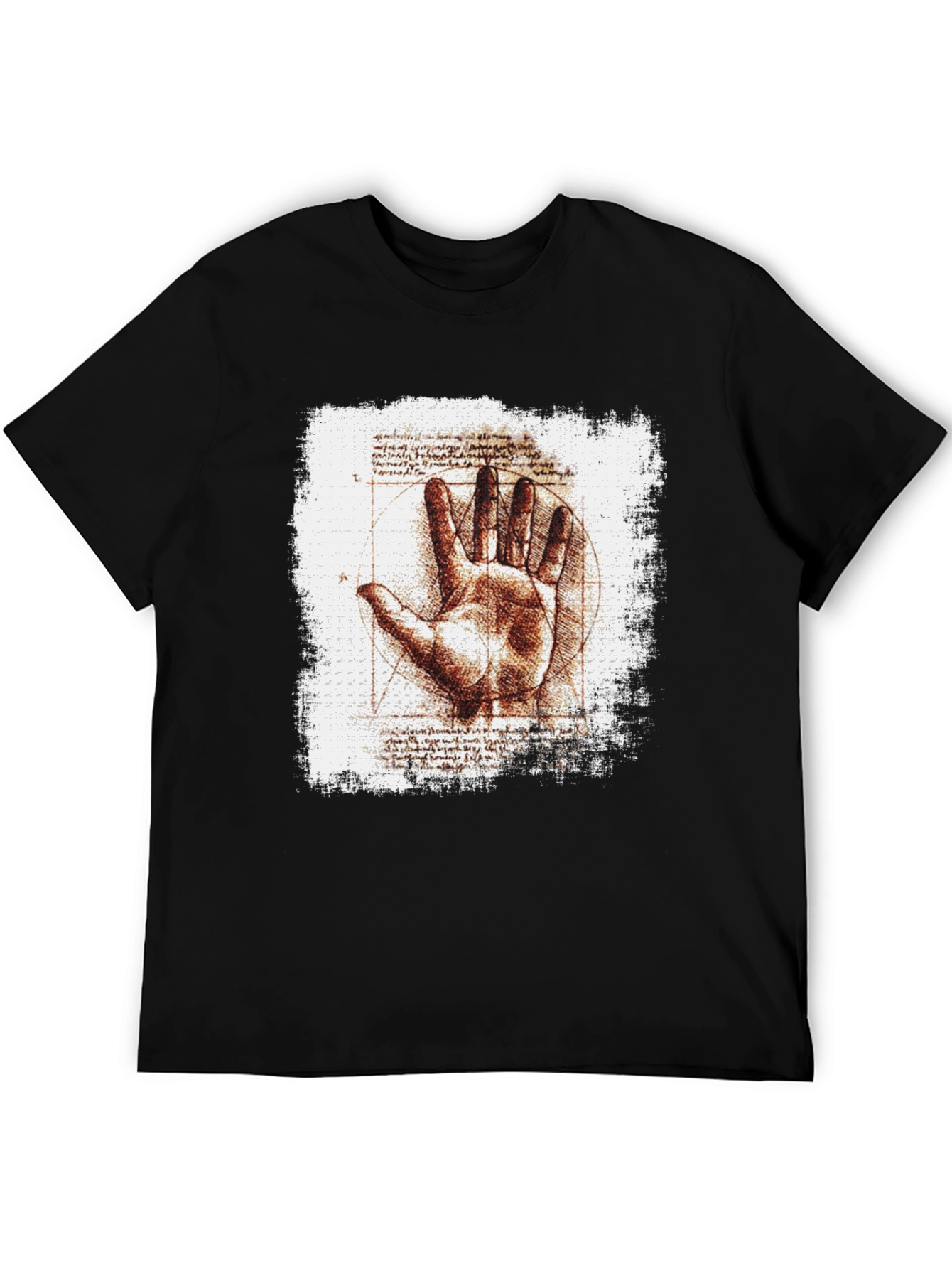 Vitruvian Hand Graphic Tee - Artistic Mens T-Shirt