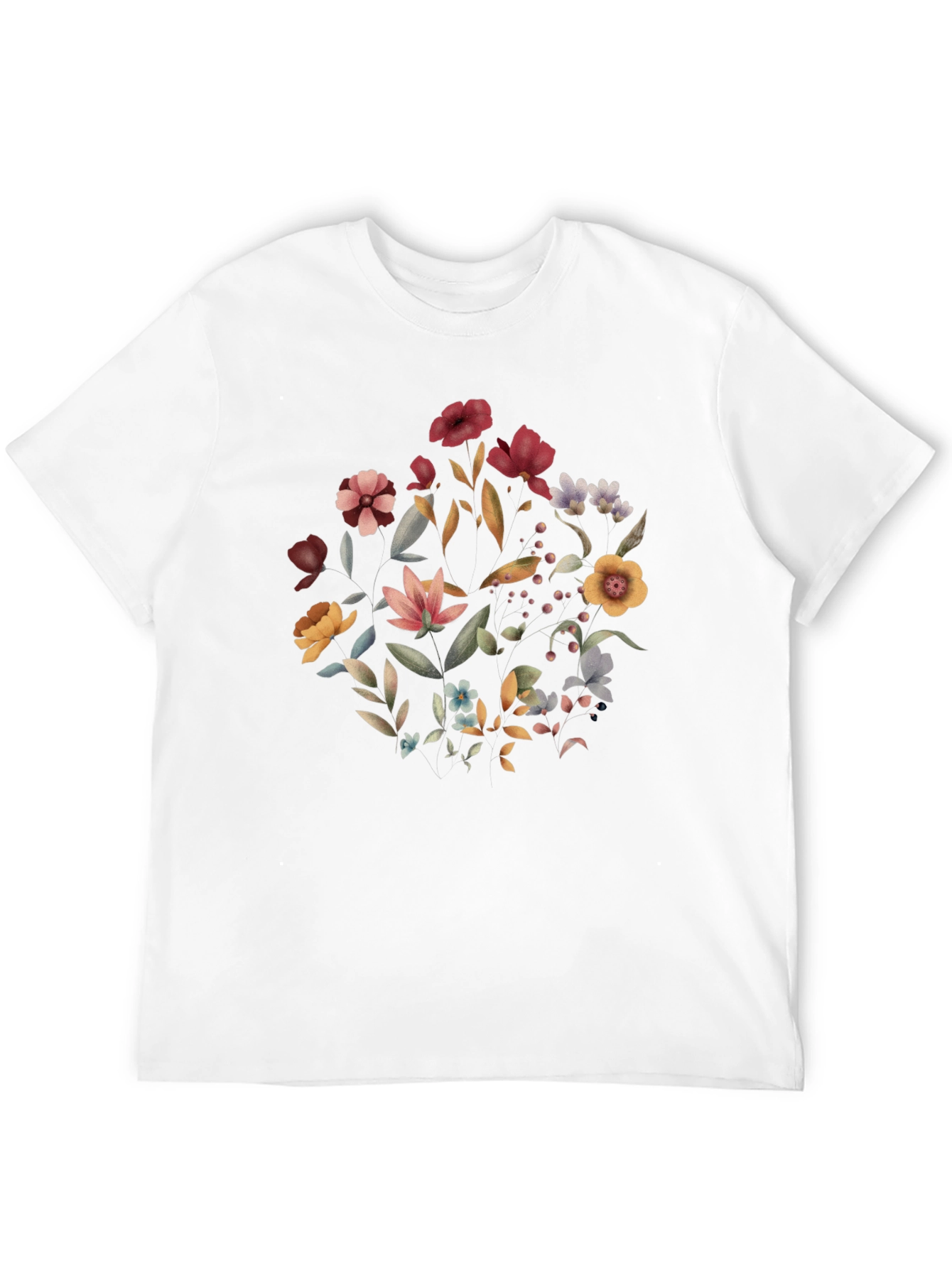Floral Print Black T-Shirt for Men