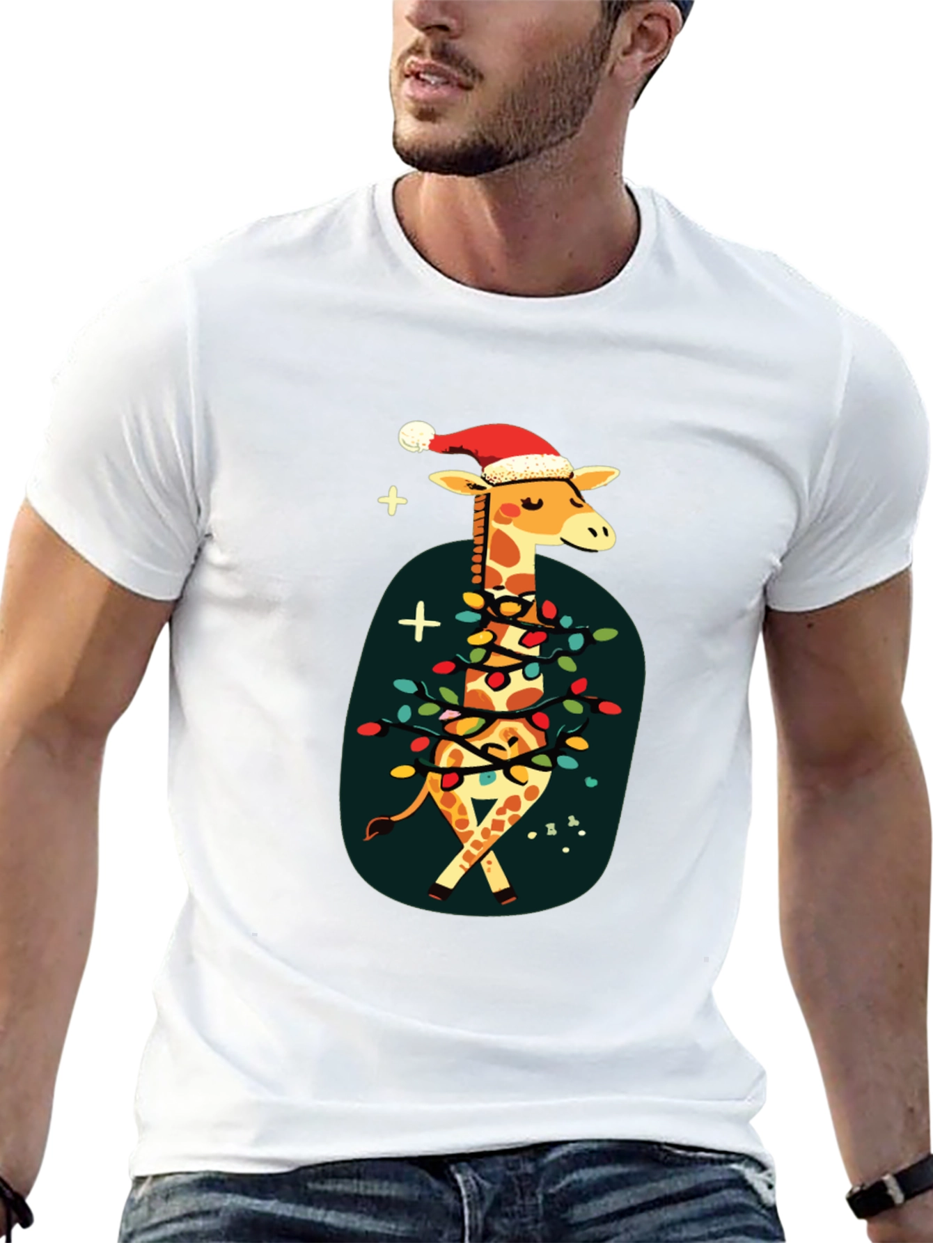 Festive Giraffe Christmas T-Shirt