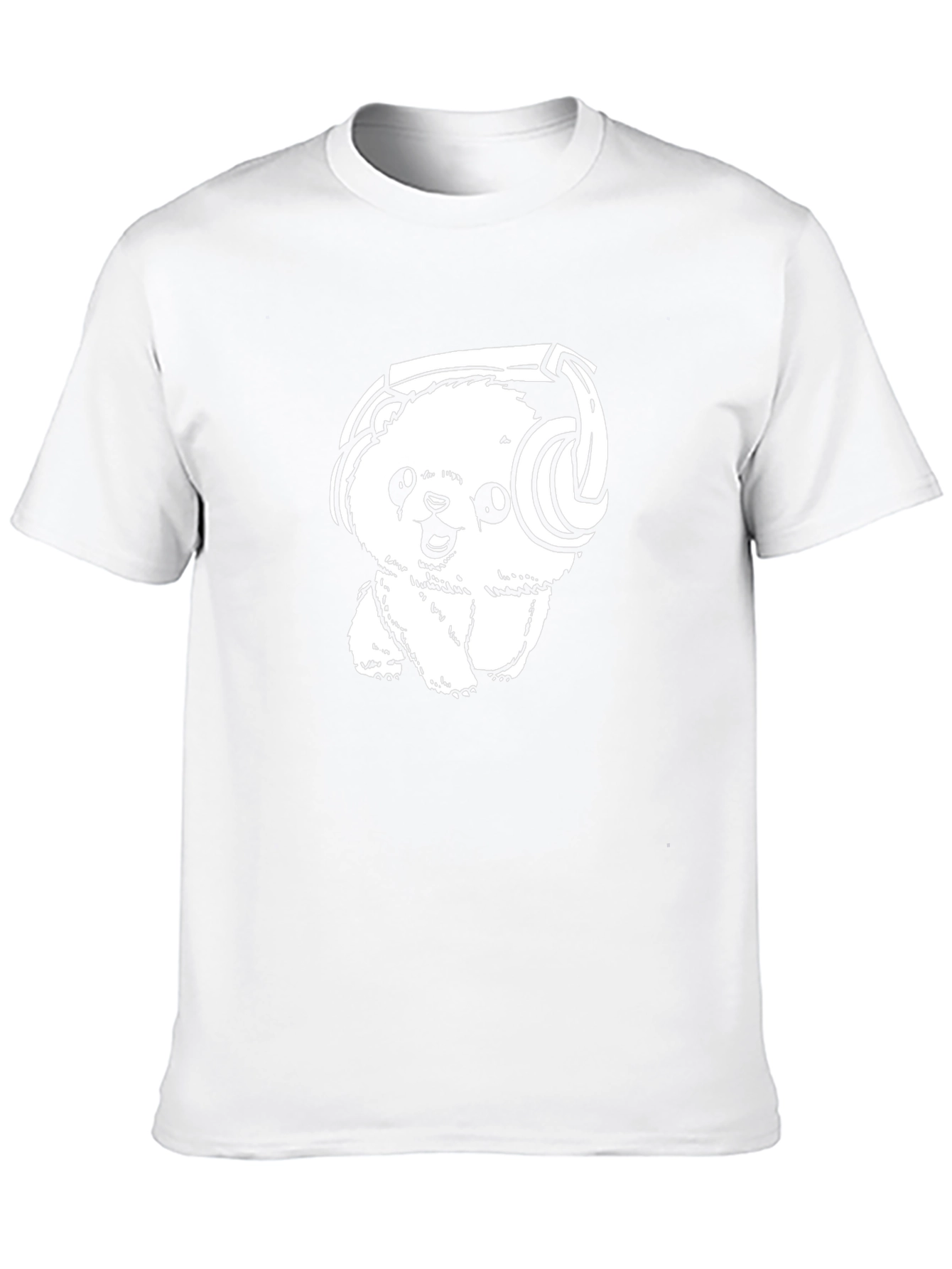 Cute Bear with Headphones Black T-Shirt