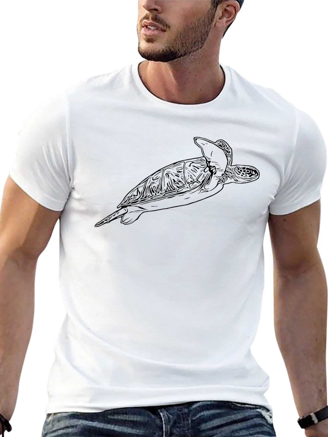 Sea Turtle Graphic Tee - Black Cotton Blend
