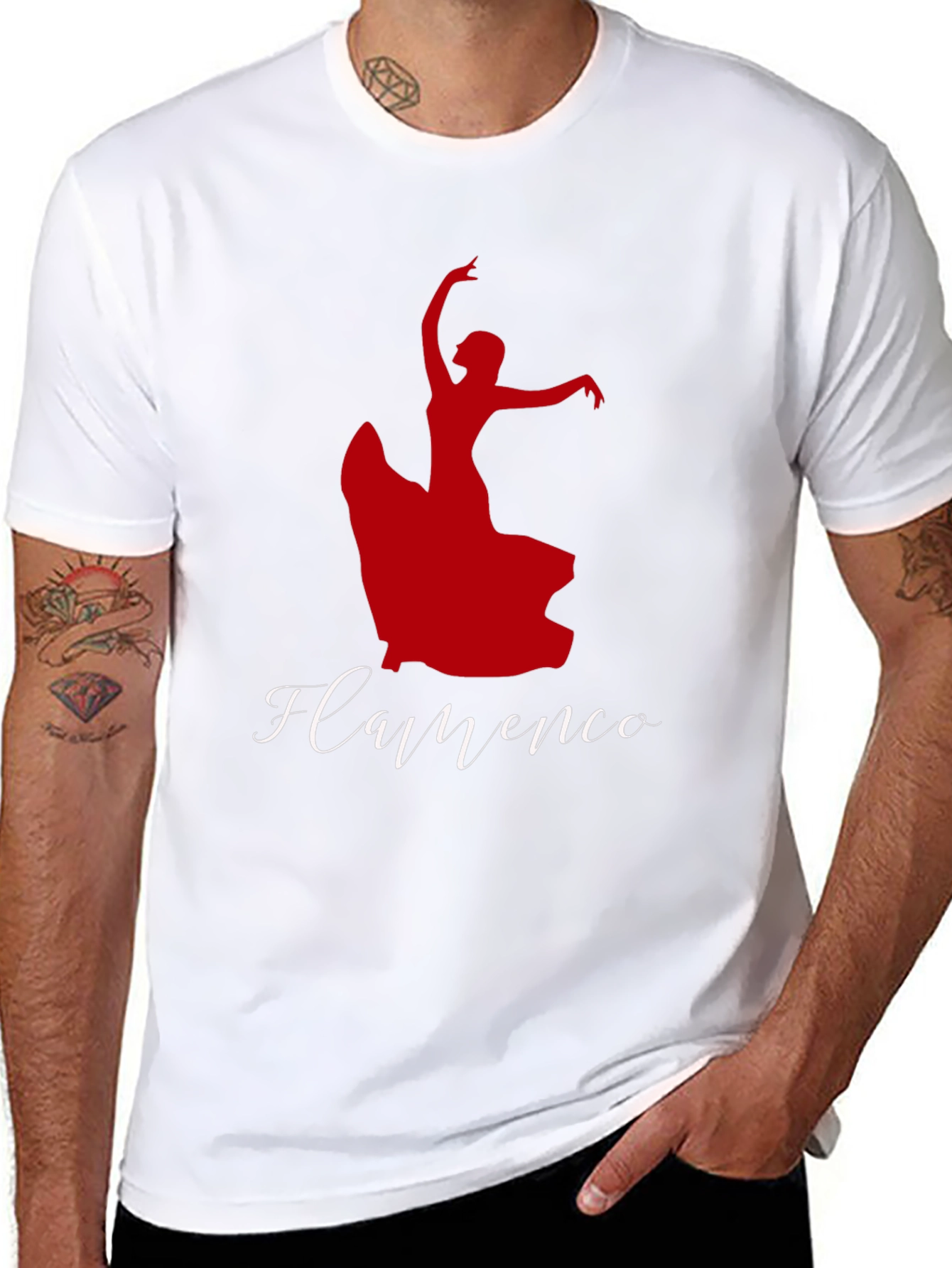 Flamenco Dancer Graphic Tee - Black Cotton T-Shirt