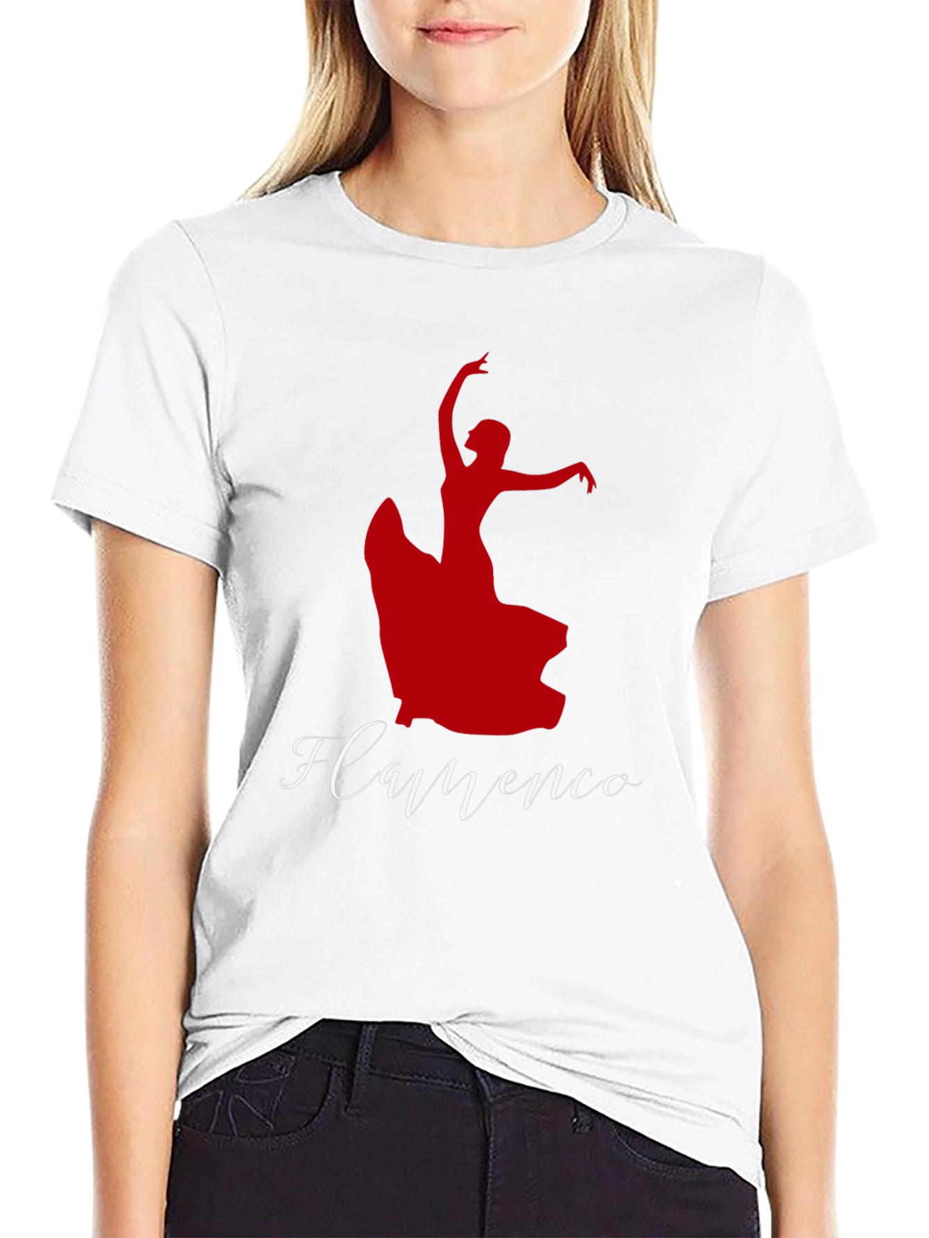 Flamenco Dancer Graphic Tee - Black Cotton T-Shirt