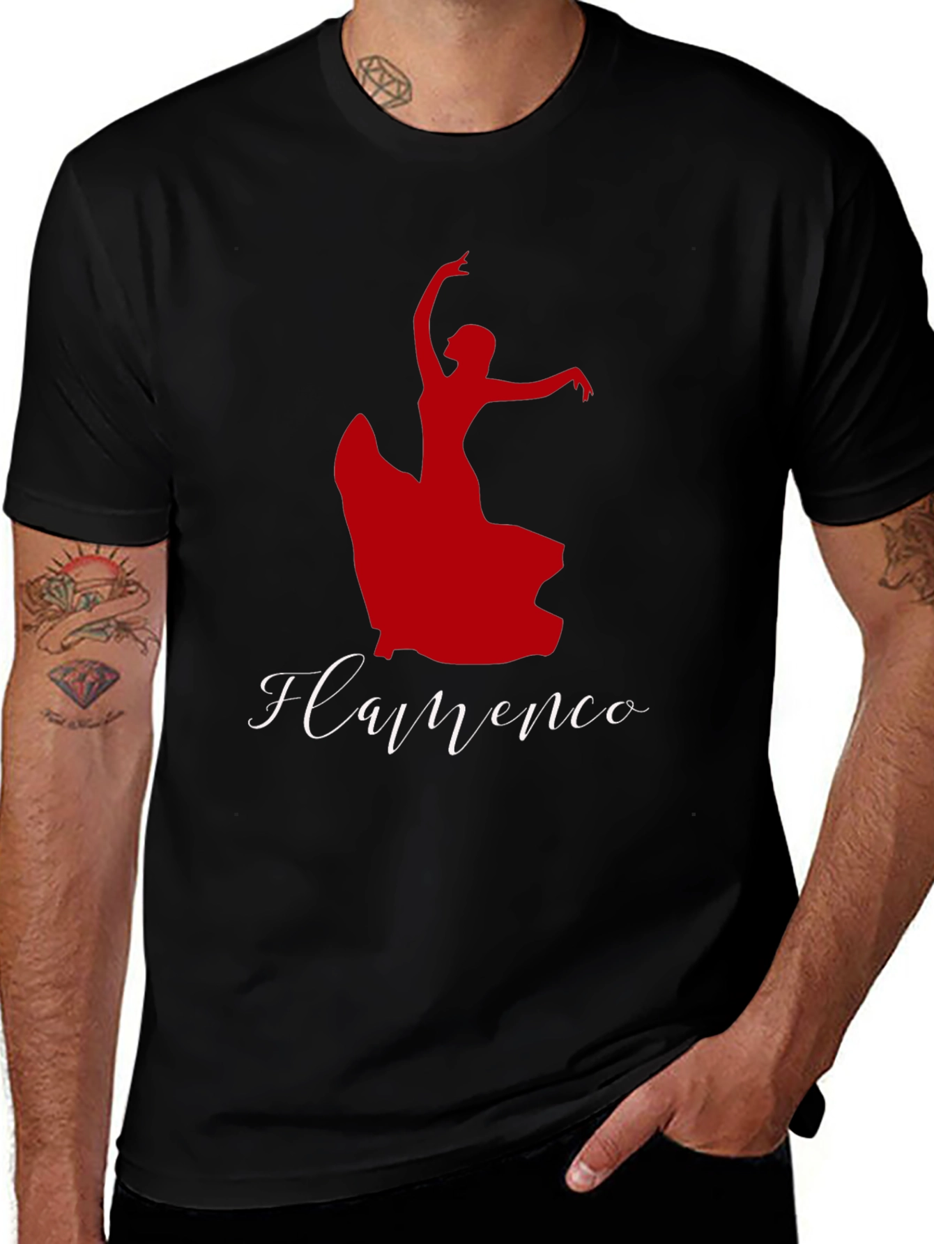 Flamenco Dancer Graphic Tee - Black Cotton T-Shirt
