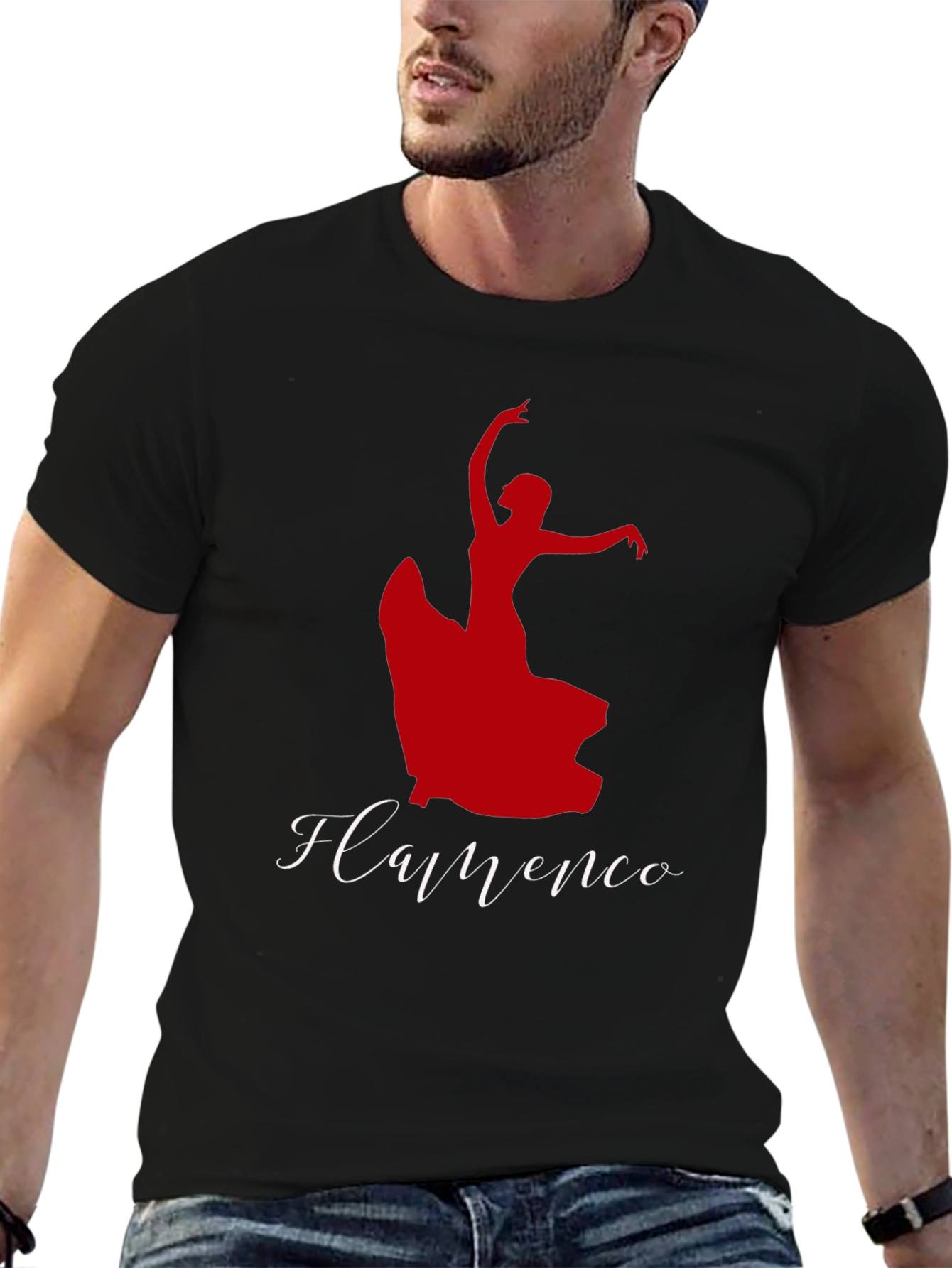 Flamenco Dancer Graphic Tee - Black Cotton T-Shirt