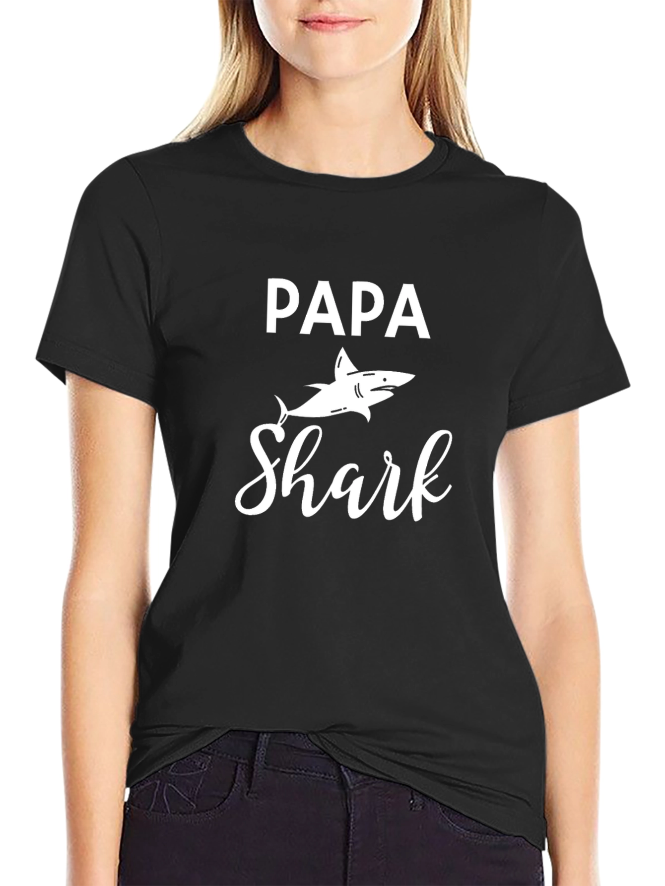 Papa Shark Graphic Tee - Mens Black T-Shirt