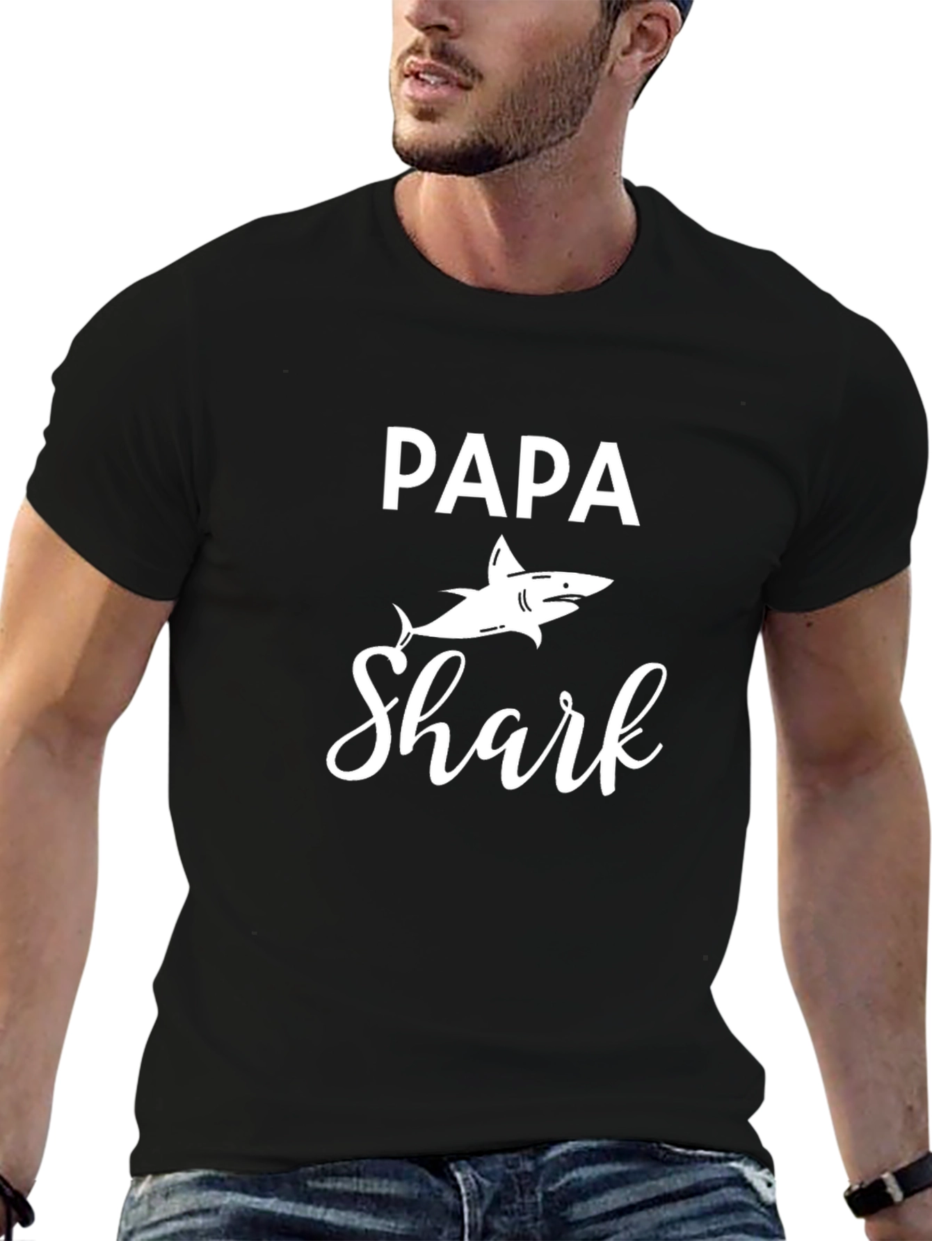 Papa Shark Graphic Tee - Mens Black T-Shirt