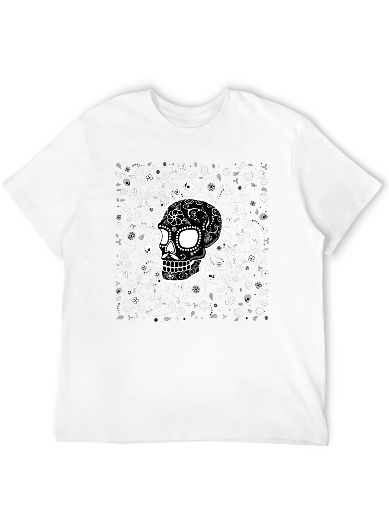 Sugar Skull Graphic Print Black T-Shirt