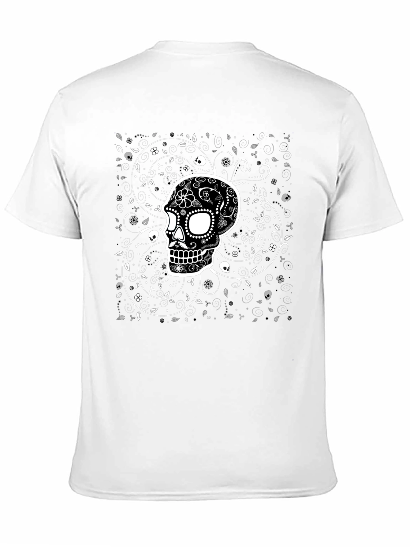 Sugar Skull Graphic Print Black T-Shirt