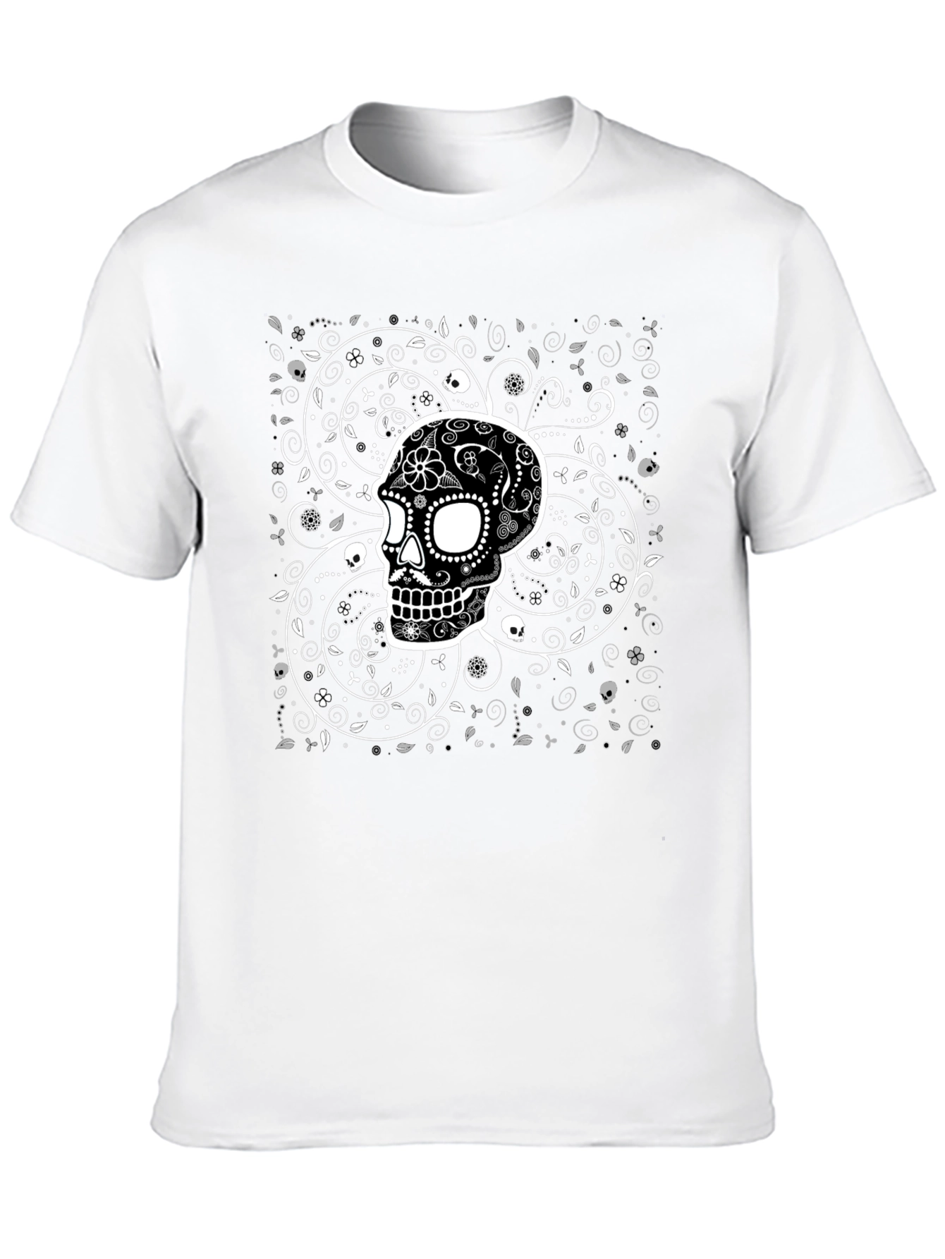 Sugar Skull Graphic Print Black T-Shirt